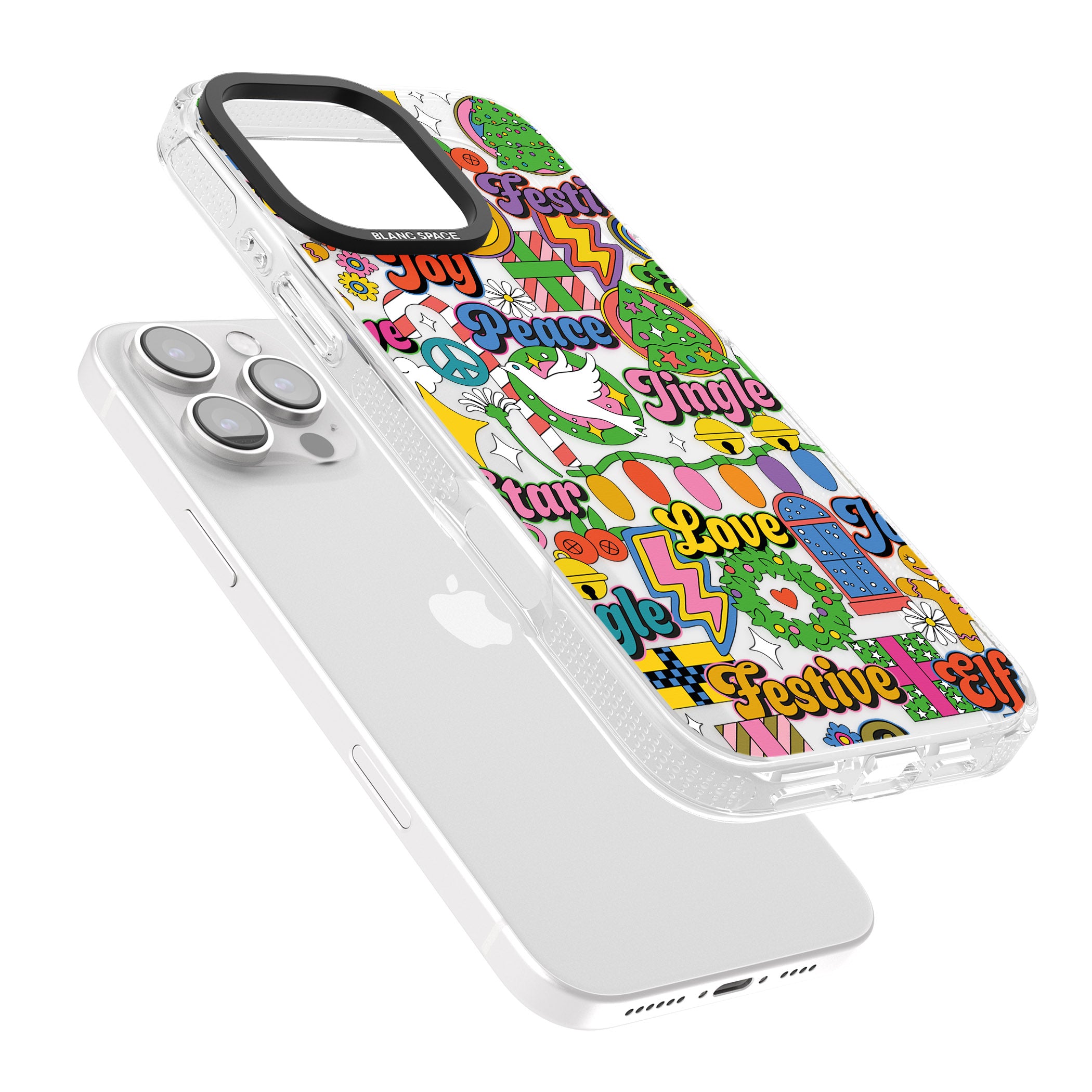 Peace & Festivities iPhone 16 Pro Max / 16 Pro Clear Case Impact Air - Blanc Space