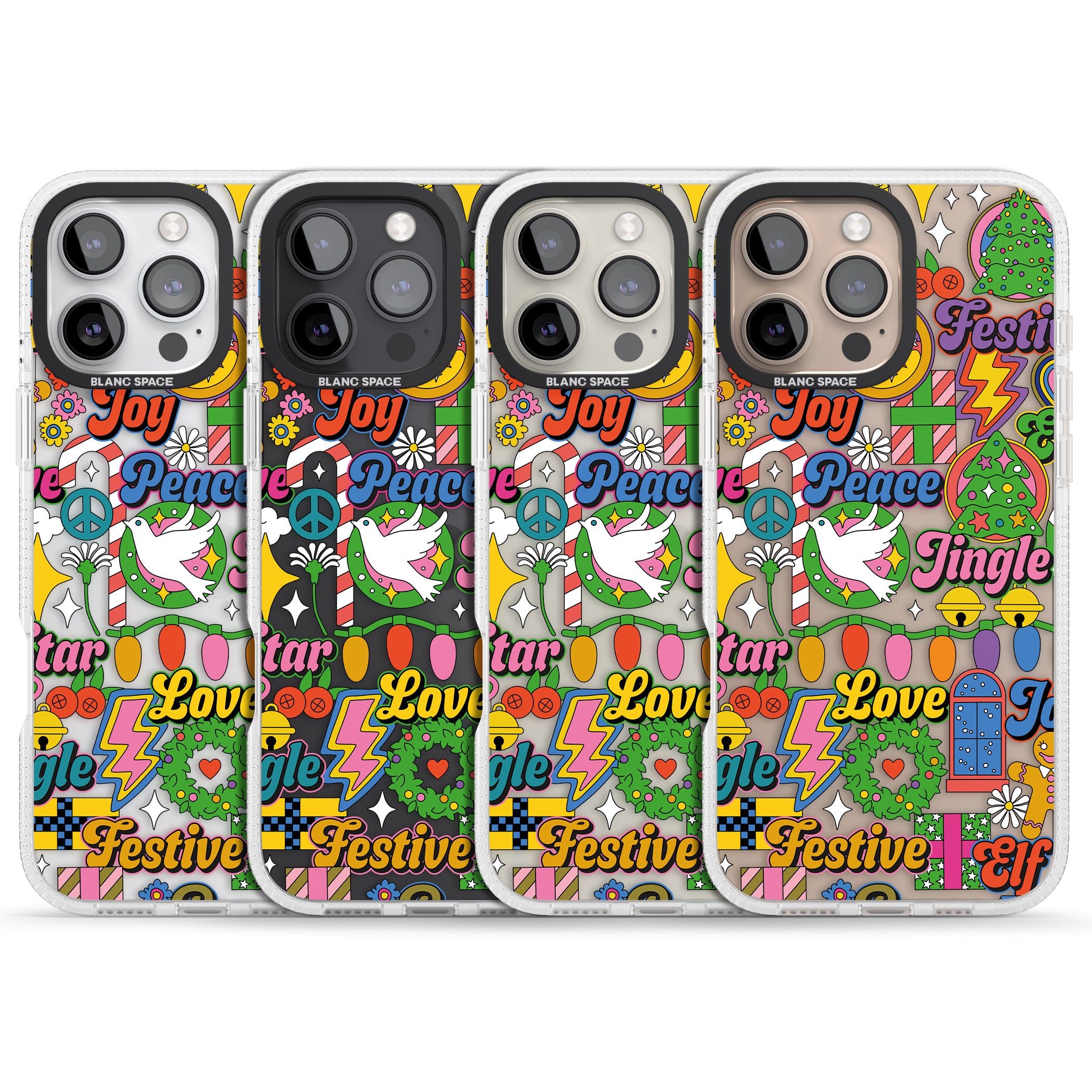 Peace & Festivities iPhone 16 Pro Max / 16 Pro Clear Case Impact Air - Blanc Space