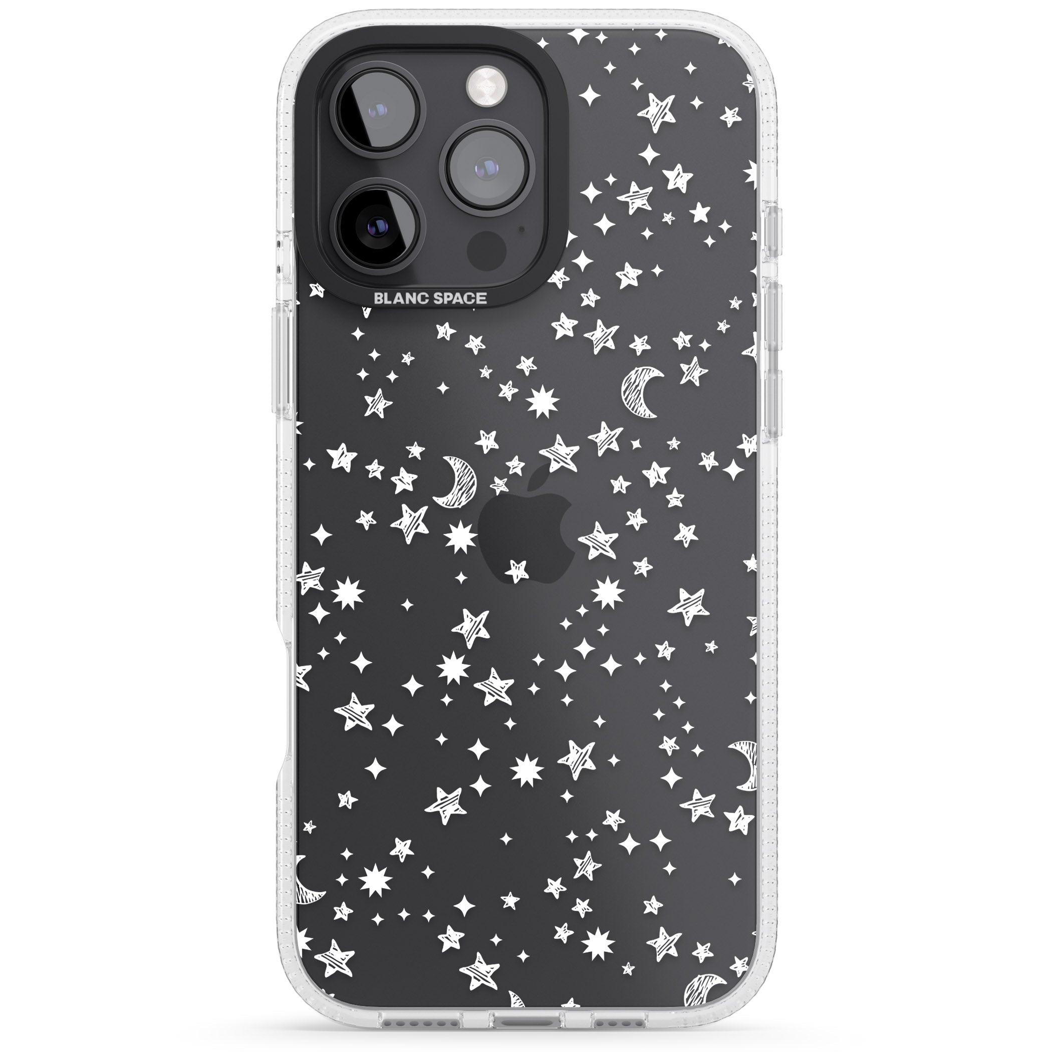 White Cosmic Galaxy Pattern iPhone 16 Pro Max / 16 Pro Clear Case Impact Air - Blanc Space