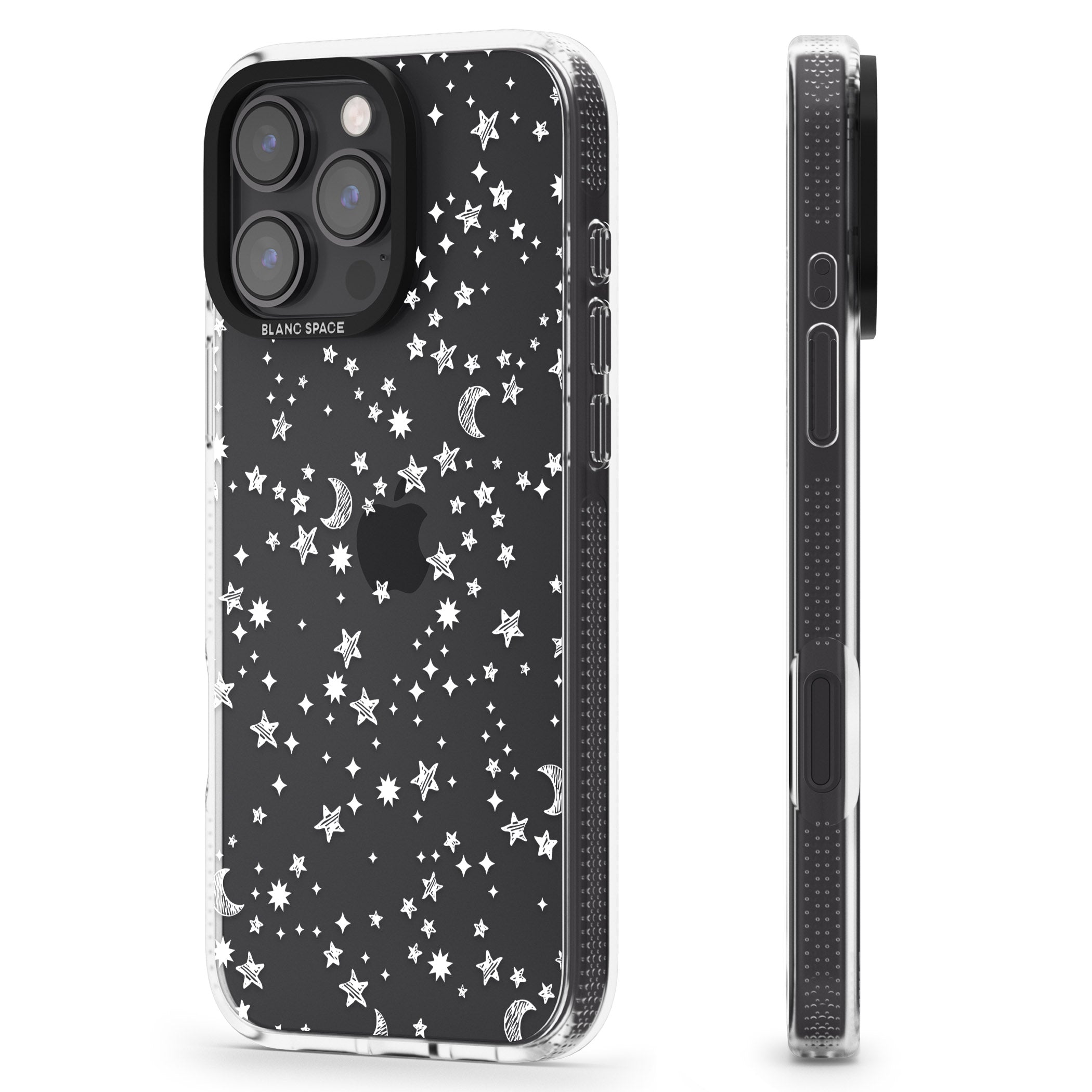 White Cosmic Galaxy Pattern iPhone 16 Pro Max / 16 Pro Clear Case Impact Air - Blanc Space