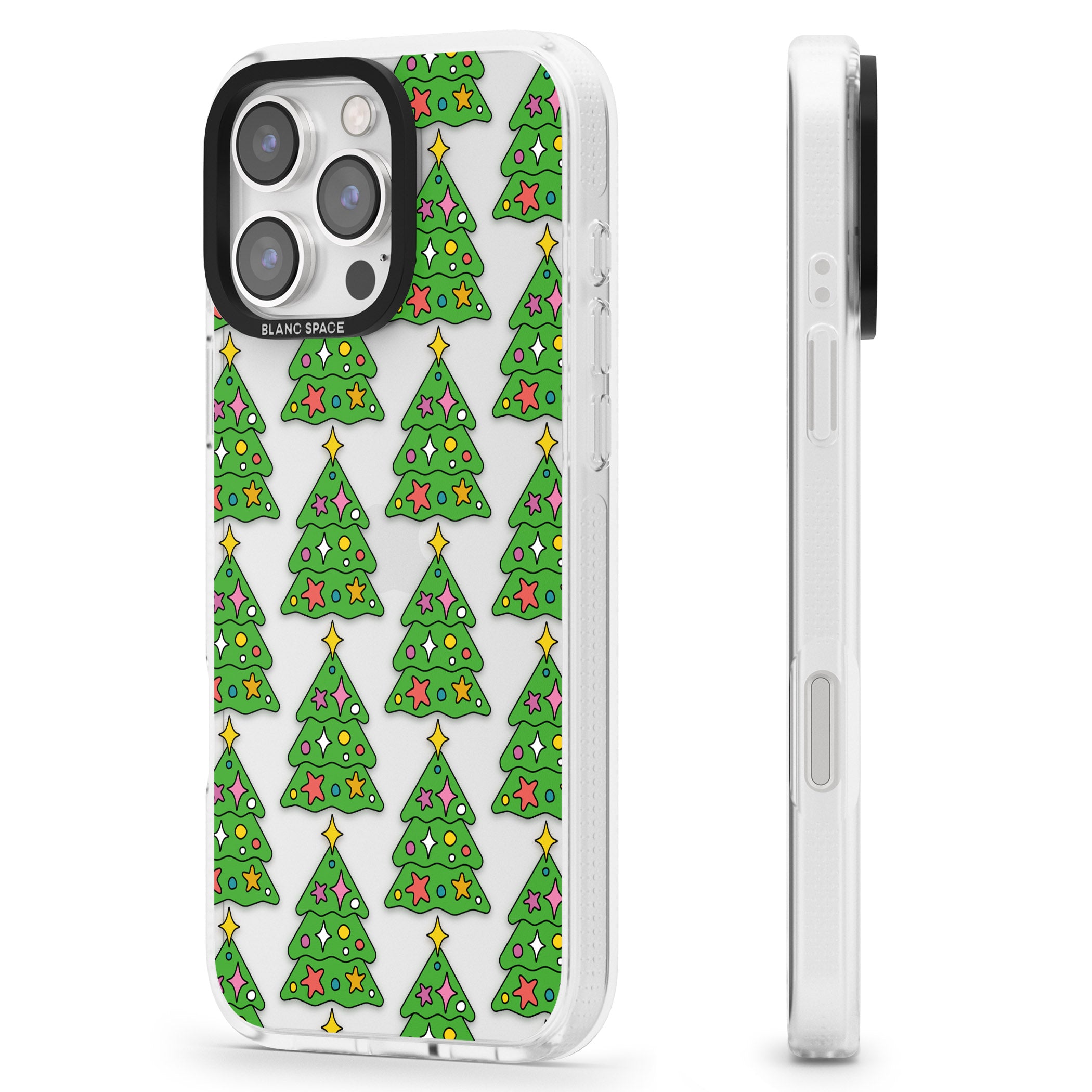 Christmas Tree Pattern (Clear) iPhone 16 Pro Max / 16 Pro Clear Case Impact Air - Blanc Space
