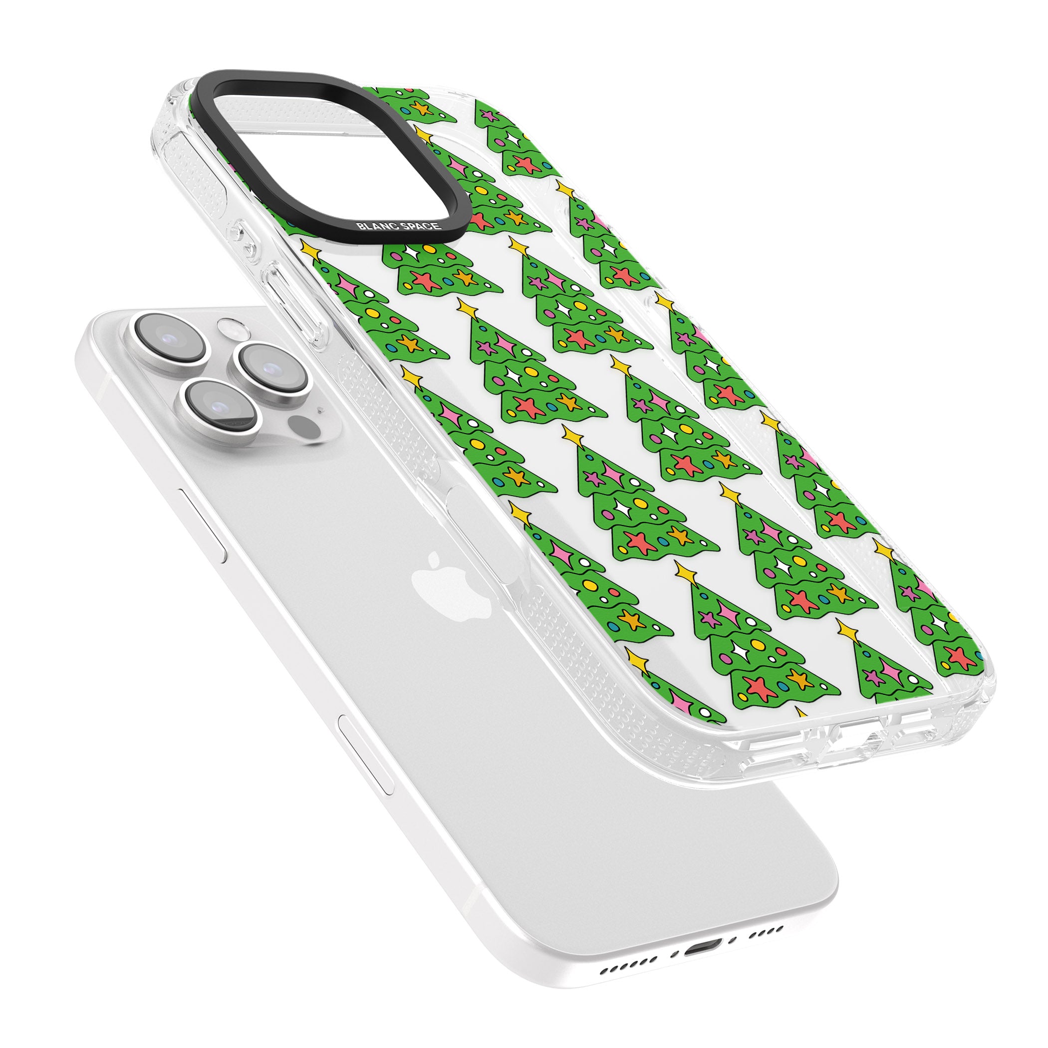 Christmas Tree Pattern (Clear) iPhone 16 Pro Max / 16 Pro Clear Case Impact Air - Blanc Space
