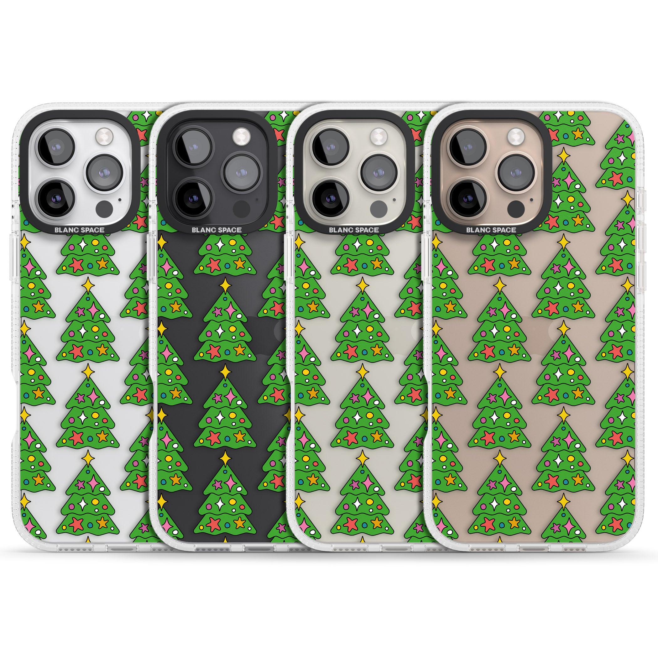 Christmas Tree Pattern (Clear) iPhone 16 Pro Max / 16 Pro Clear Case Impact Air - Blanc Space