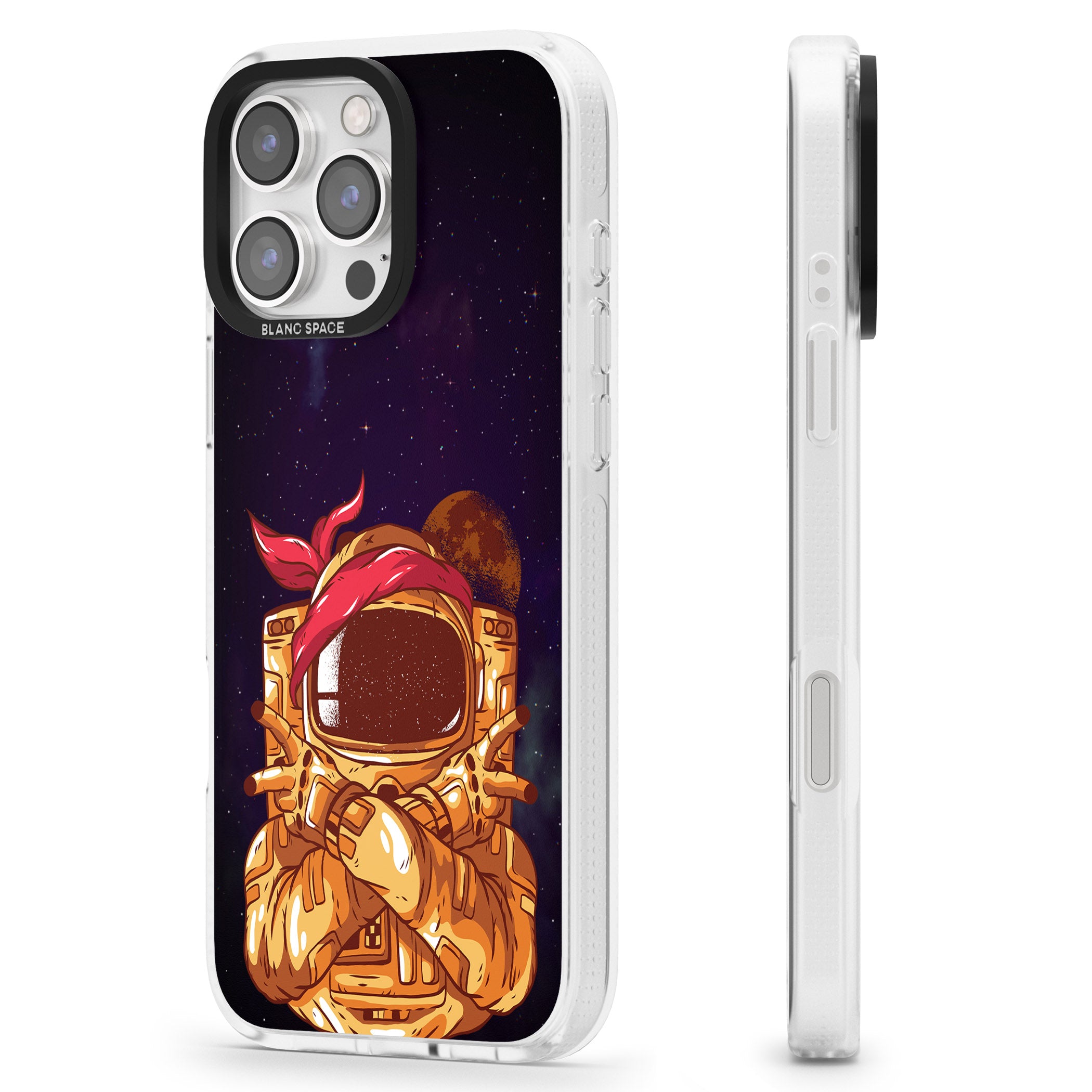 Space Gangster iPhone 16 Pro Max / 16 Pro Clear Case Impact Air - Blanc Space