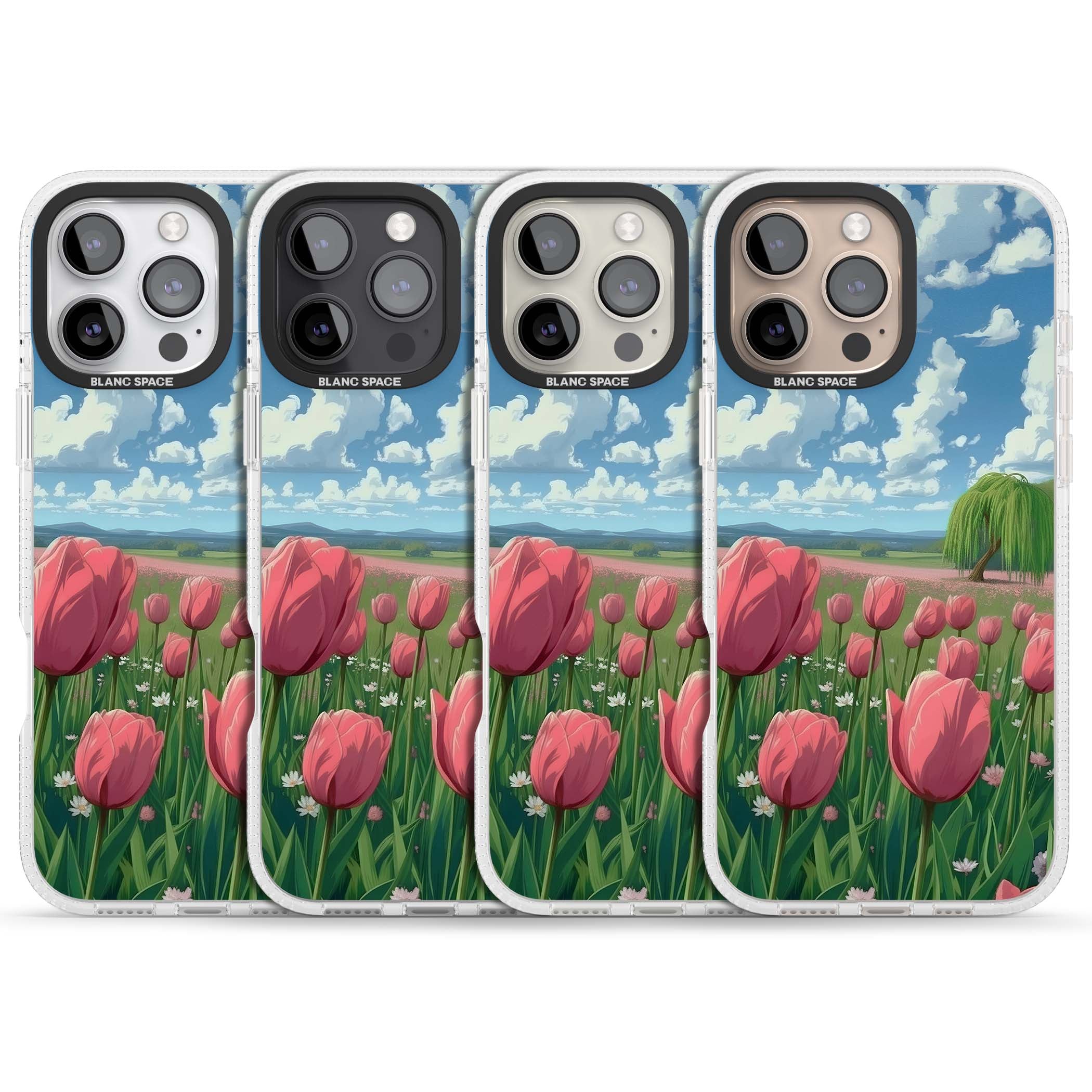 Willow By The Pink Tulips floral iPhone case | Clear Case Impact Air case for iPhone 16 Pro, iPhone 16 Pro Max