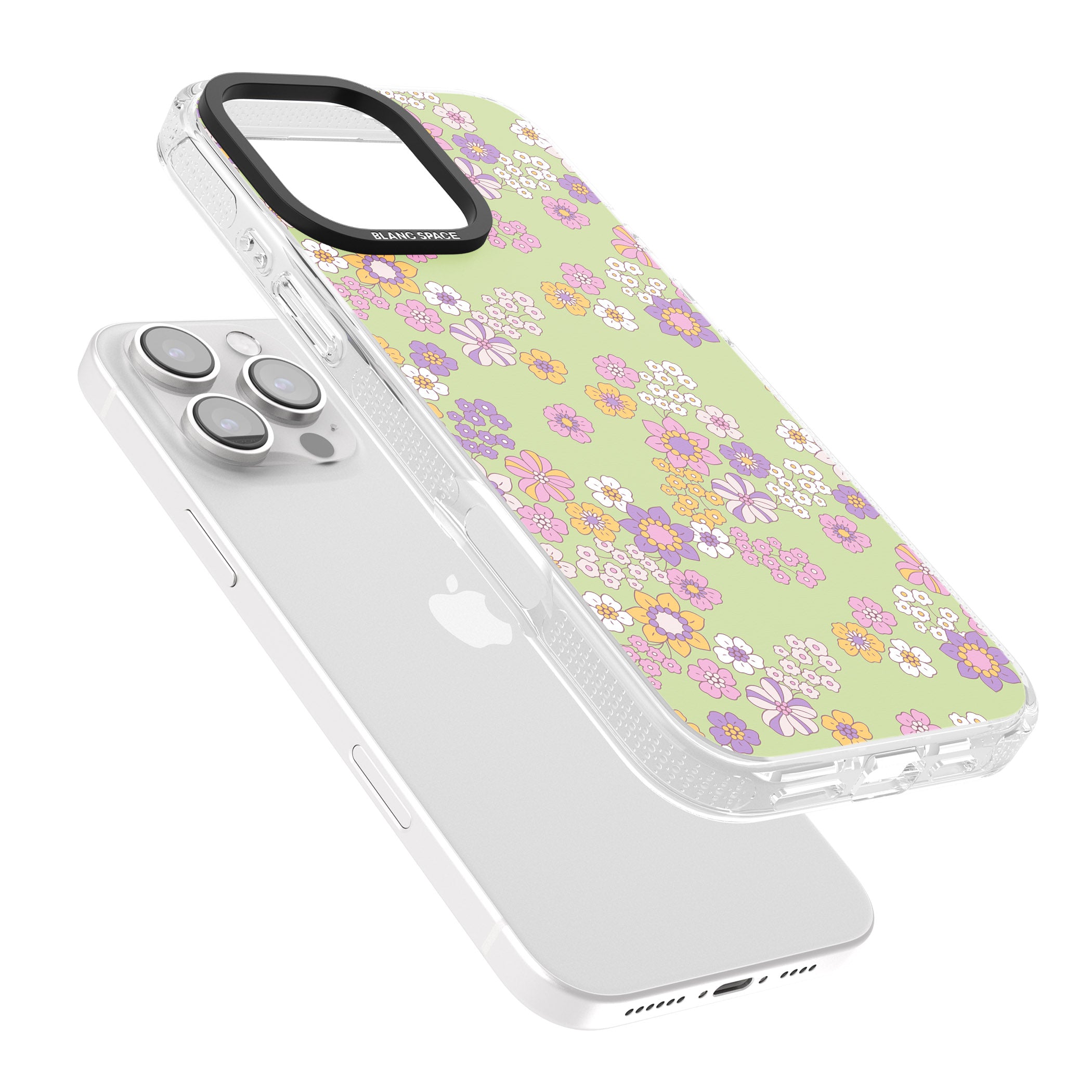 Grass Green Flowers iPhone 16 Pro Max / 16 Pro Clear Case Impact Air - Blanc Space