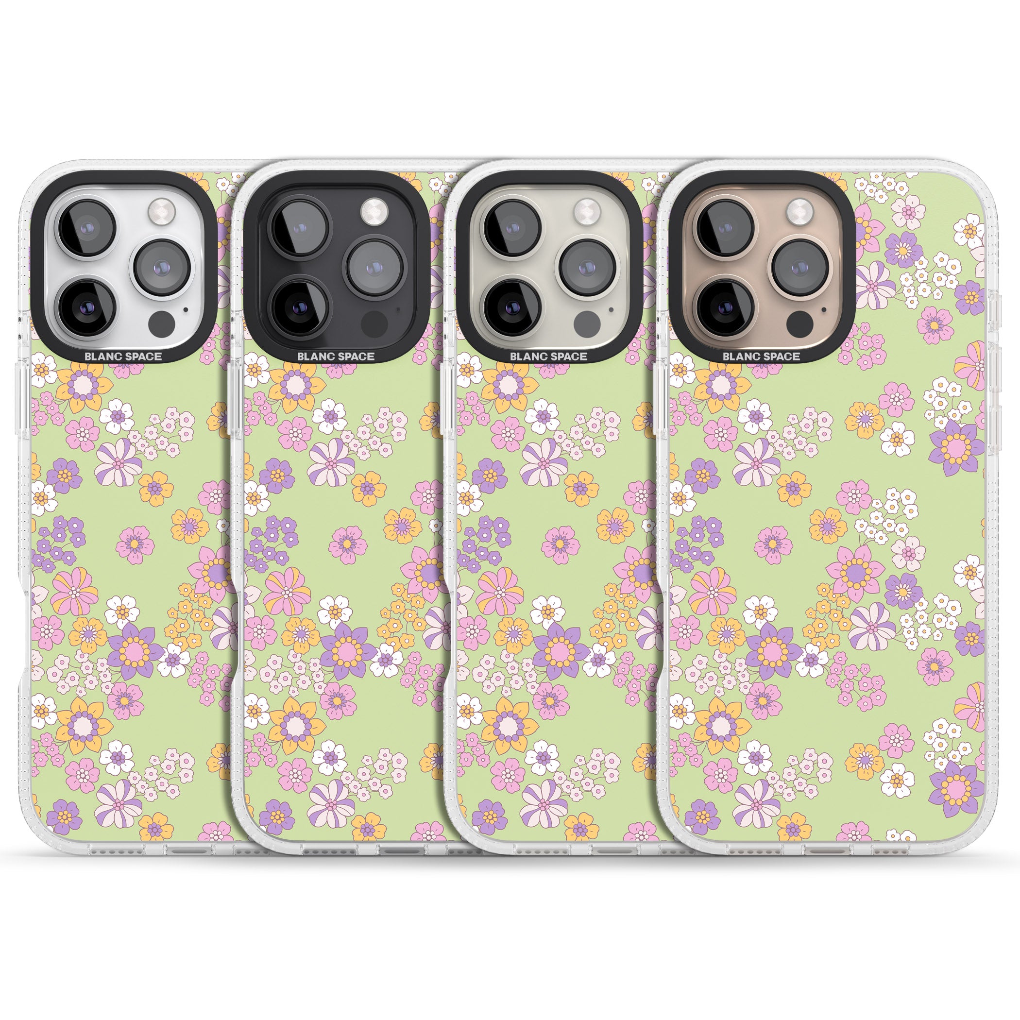 Grass Green Flowers iPhone 16 Pro Max / 16 Pro Clear Case Impact Air - Blanc Space