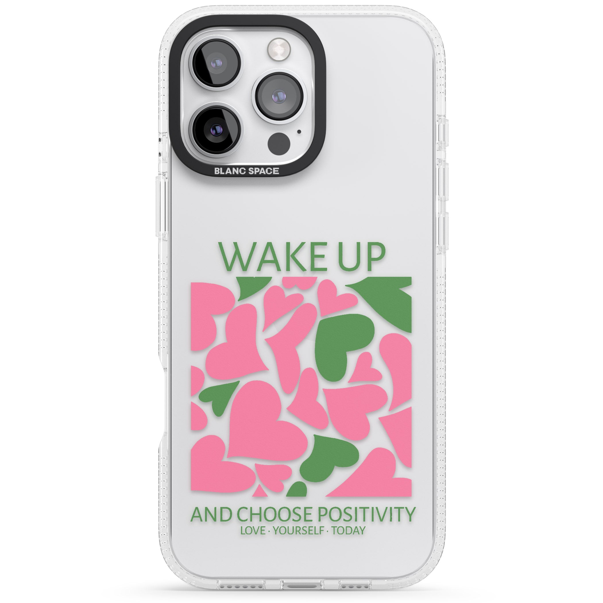 Wake Up And Choose Positivity iPhone 16 Pro Max / 16 Pro Clear Case Impact Air - Blanc Space