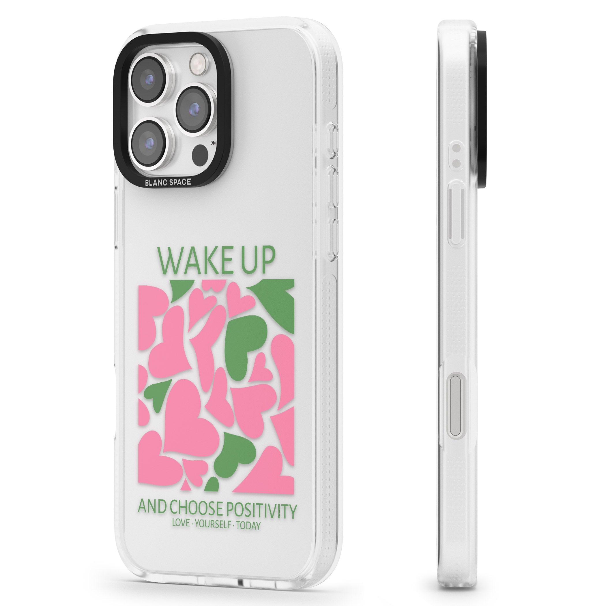 Wake Up And Choose Positivity iPhone 16 Pro Max / 16 Pro Clear Case Impact Air - Blanc Space