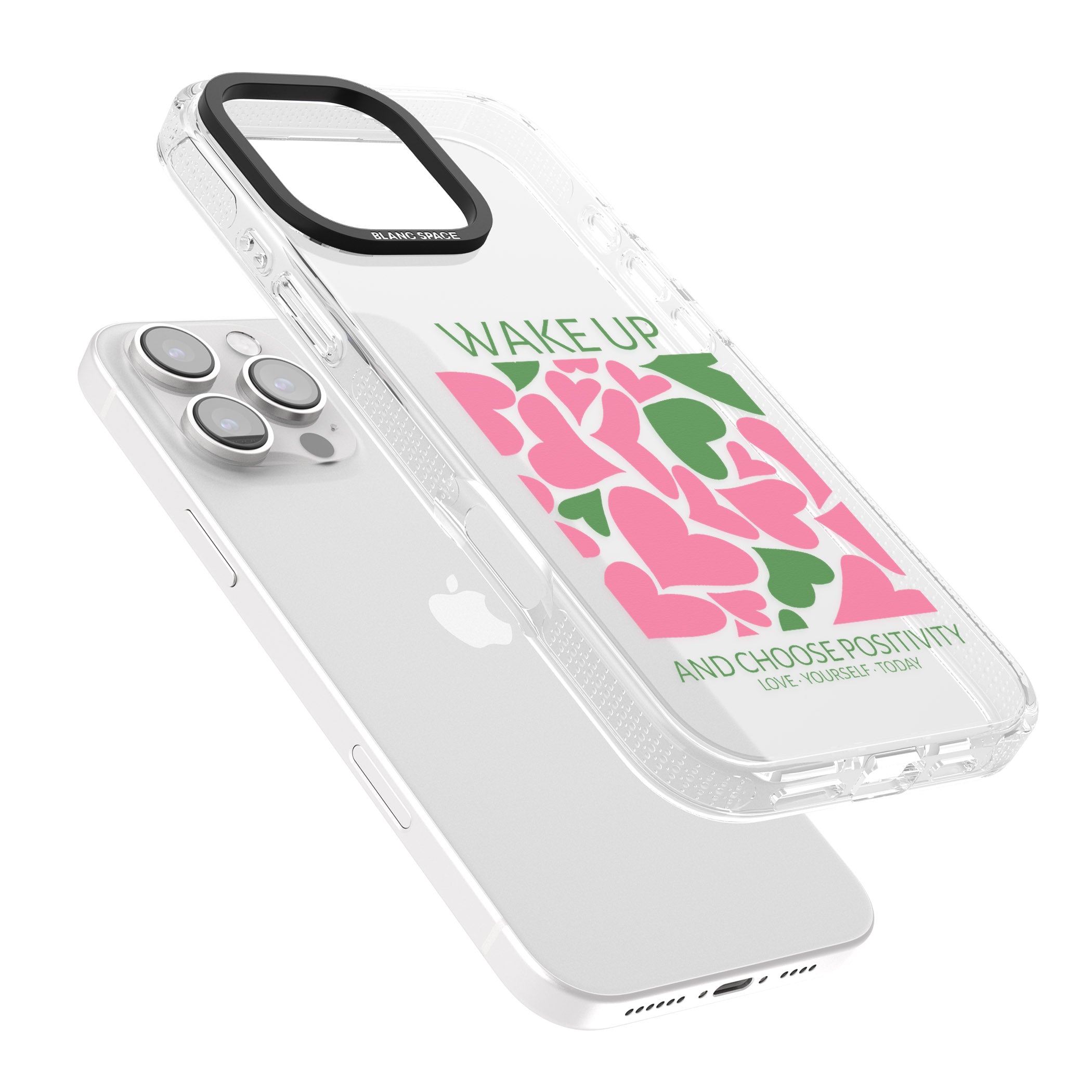 Wake Up And Choose Positivity iPhone 16 Pro Max / 16 Pro Clear Case Impact Air - Blanc Space