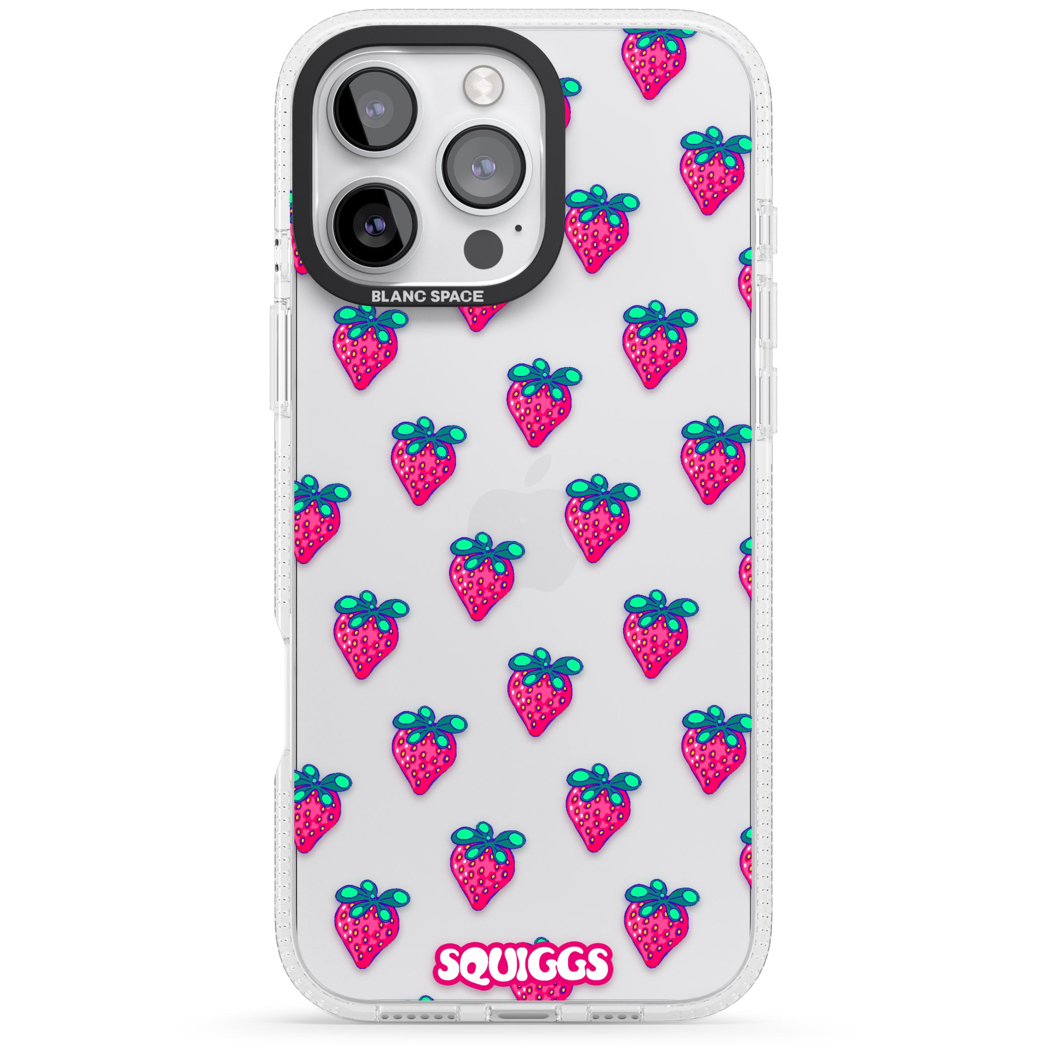 Strawberry Patch iPhone 16 Pro Max / 16 Pro Clear Case Impact Air - Blanc Space