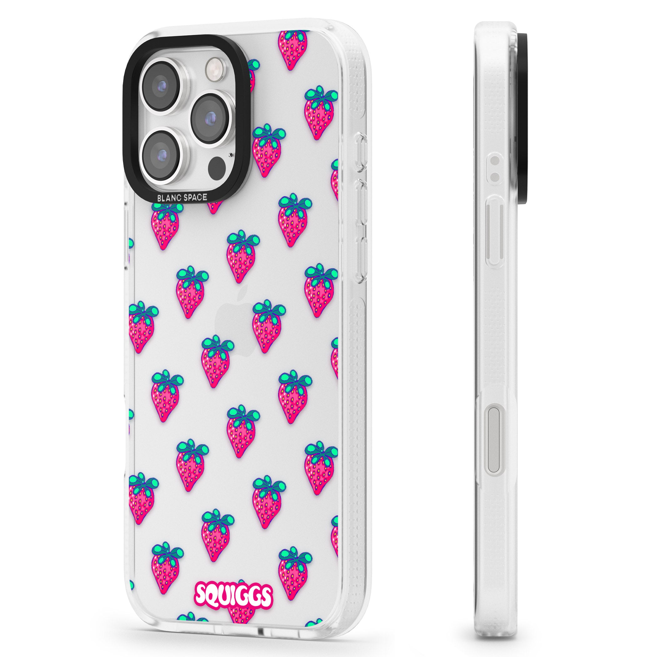 Strawberry Patch iPhone 16 Pro Max / 16 Pro Clear Case Impact Air - Blanc Space