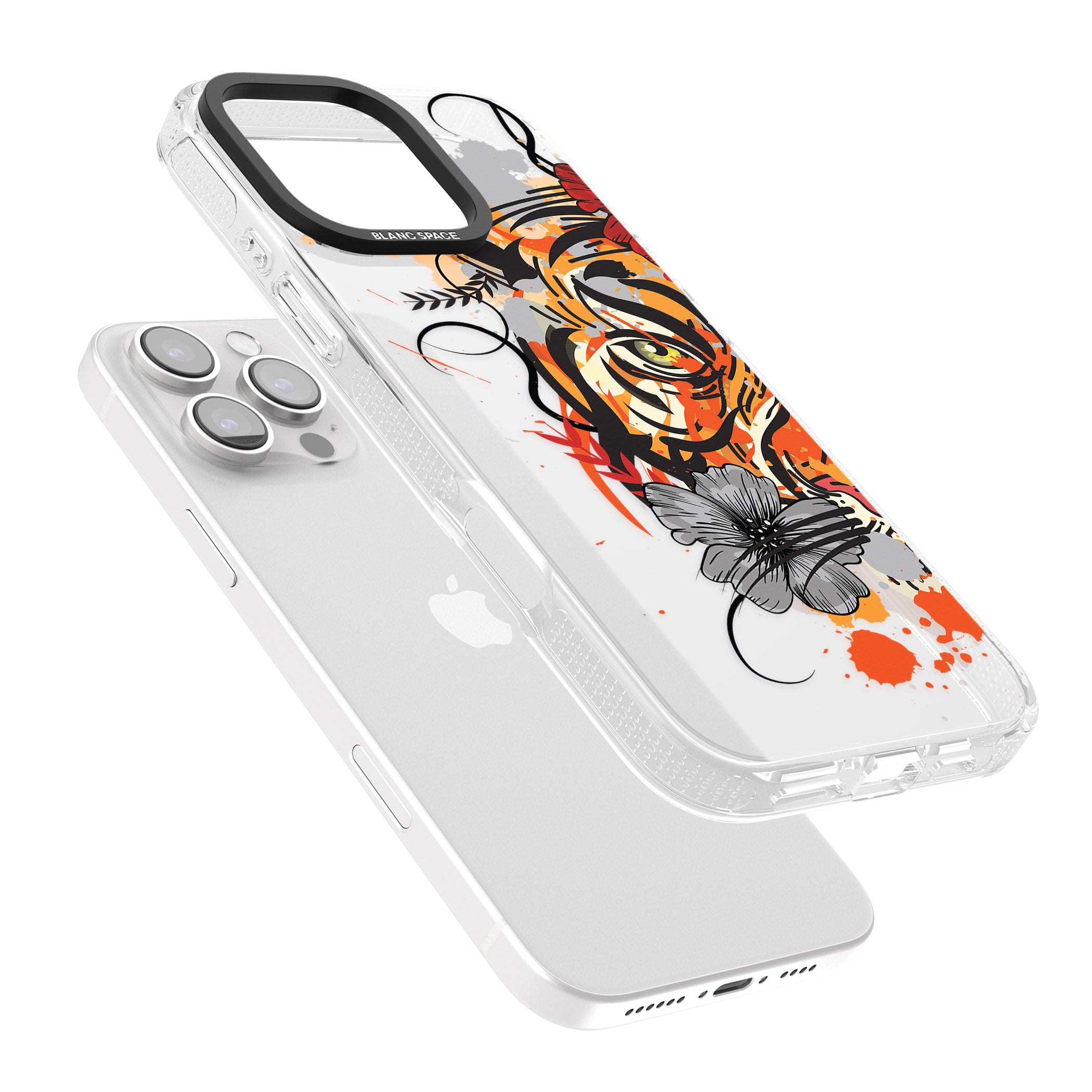 Sugar Skull Tiger iPhone 16 Pro Max / 16 Pro Clear Case Impact Air - Blanc Space