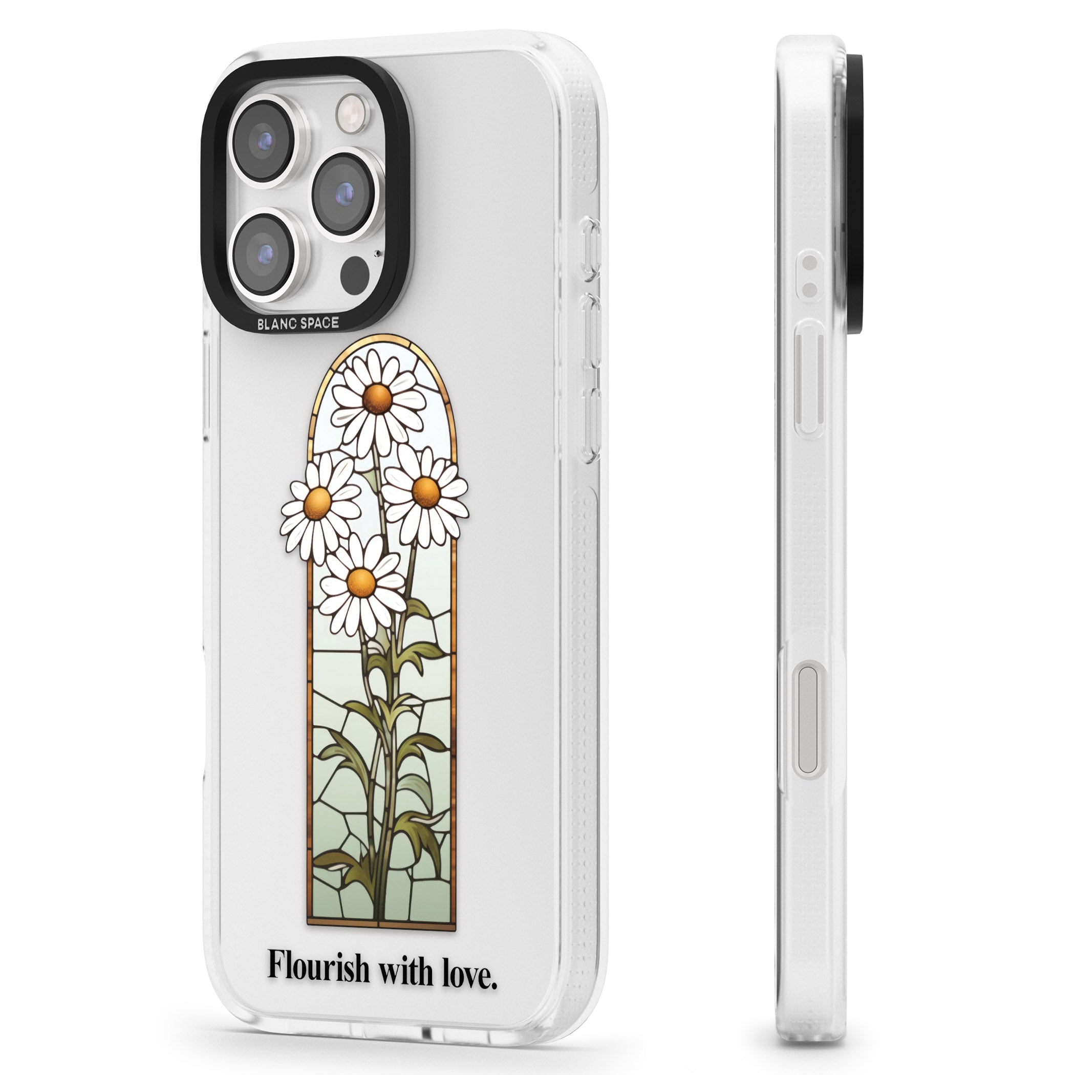 Flourish with love iPhone 16 Pro Max / 16 Pro Clear Case Impact Air - Blanc Space