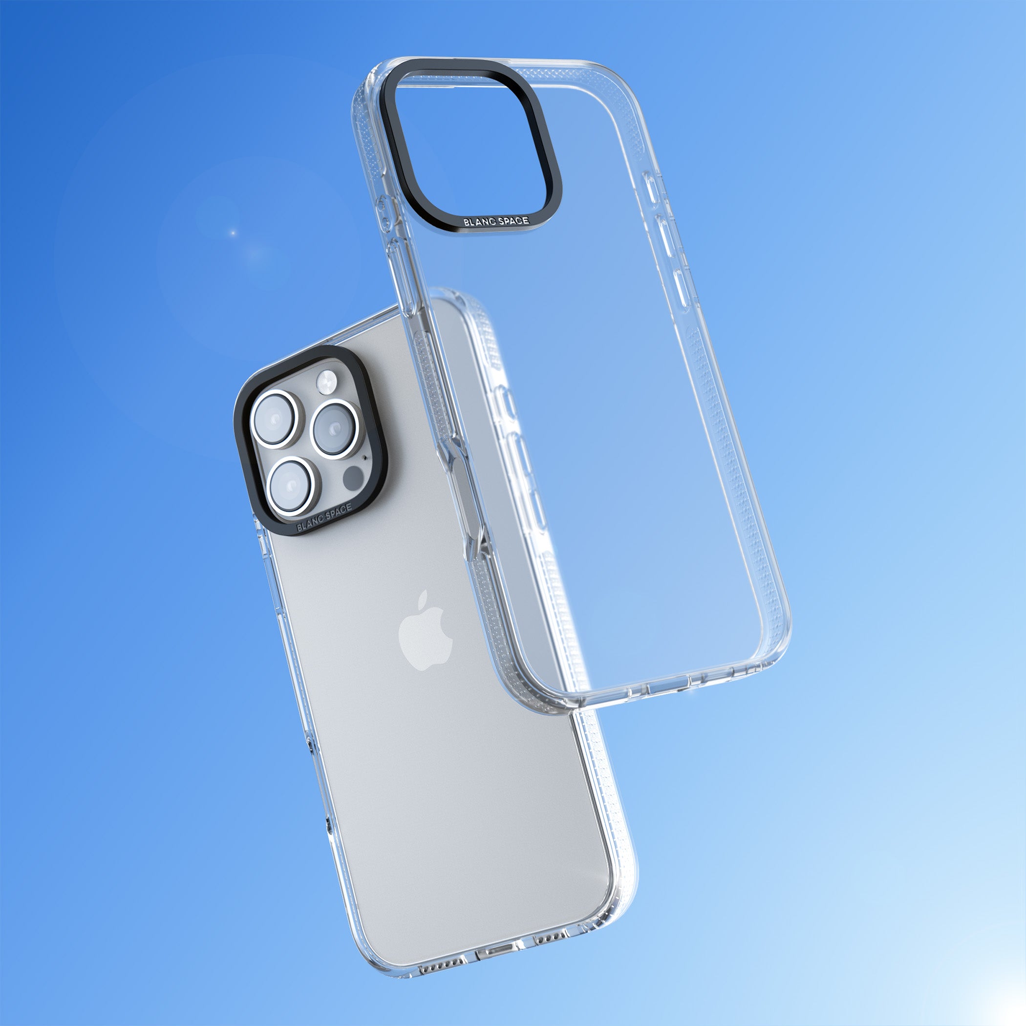 Star Boogie stars aesthetic iPhone case featuring five yellow hand-painted stars on cobalt blue and teal | Clear Case Impact Air case for iPhone 16 Pro, iPhone 16 Pro Max