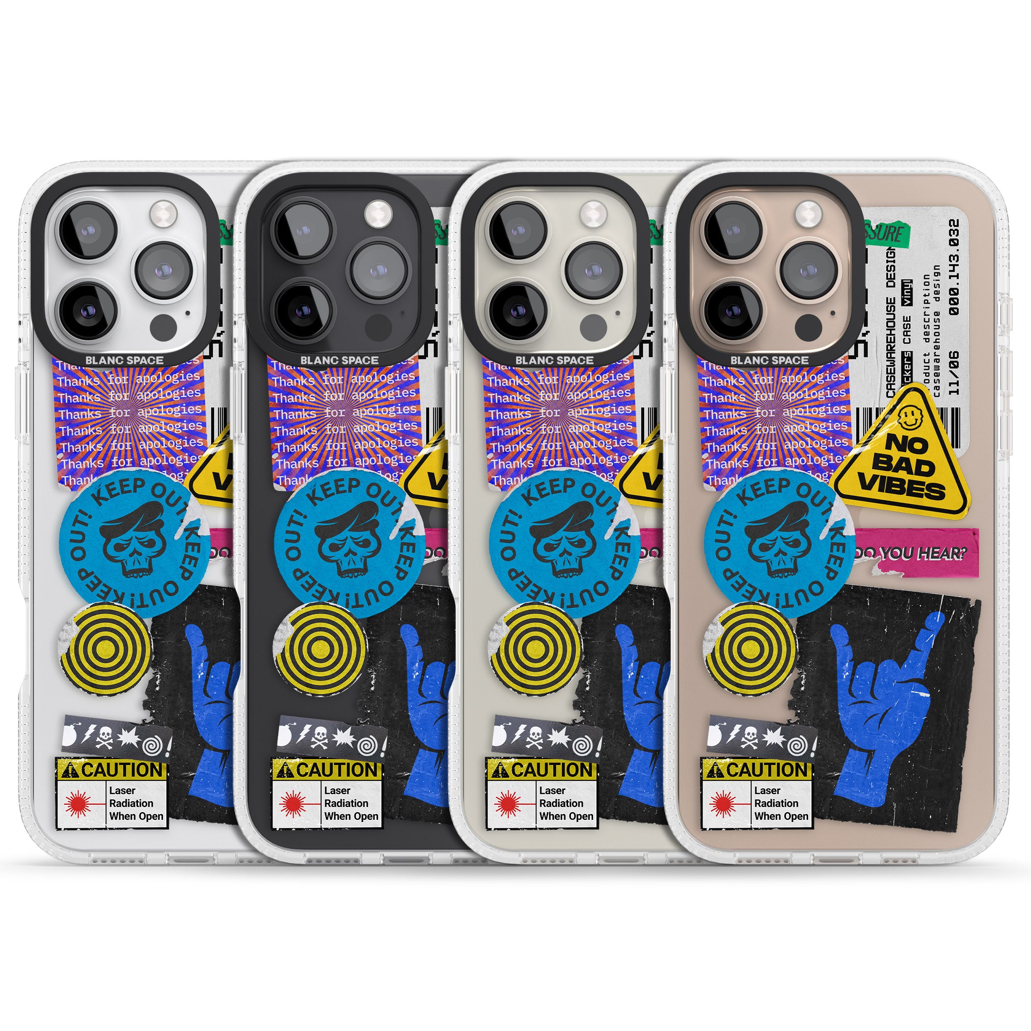 No Bad Vibes Sticker Mix iPhone 16 Pro Max / 16 Pro Clear Case Impact Air - Blanc Space