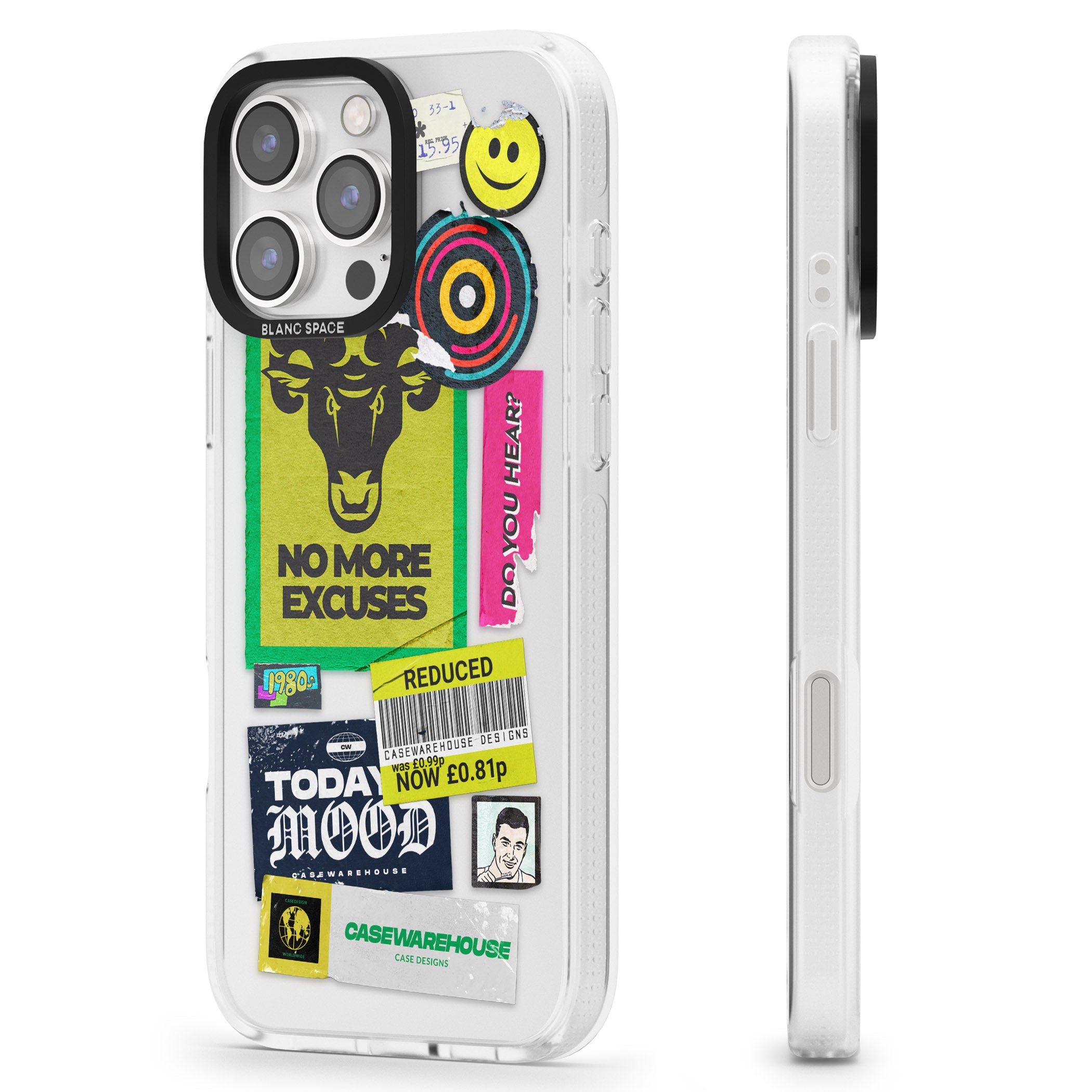 No More Excuses Sticker Mix iPhone 16 Pro Max / 16 Pro Clear Case Impact Air - Blanc Space