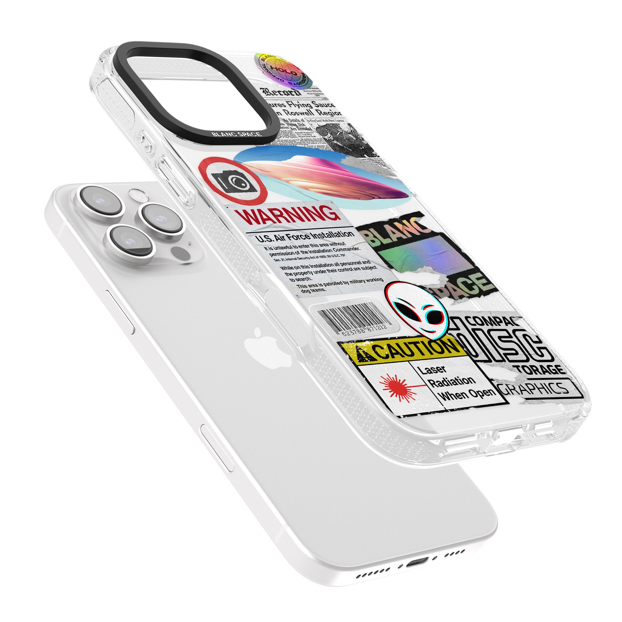 Cosmic Encounters iPhone 16 Pro Max / 16 Pro Clear Case Impact Air - Blanc Space