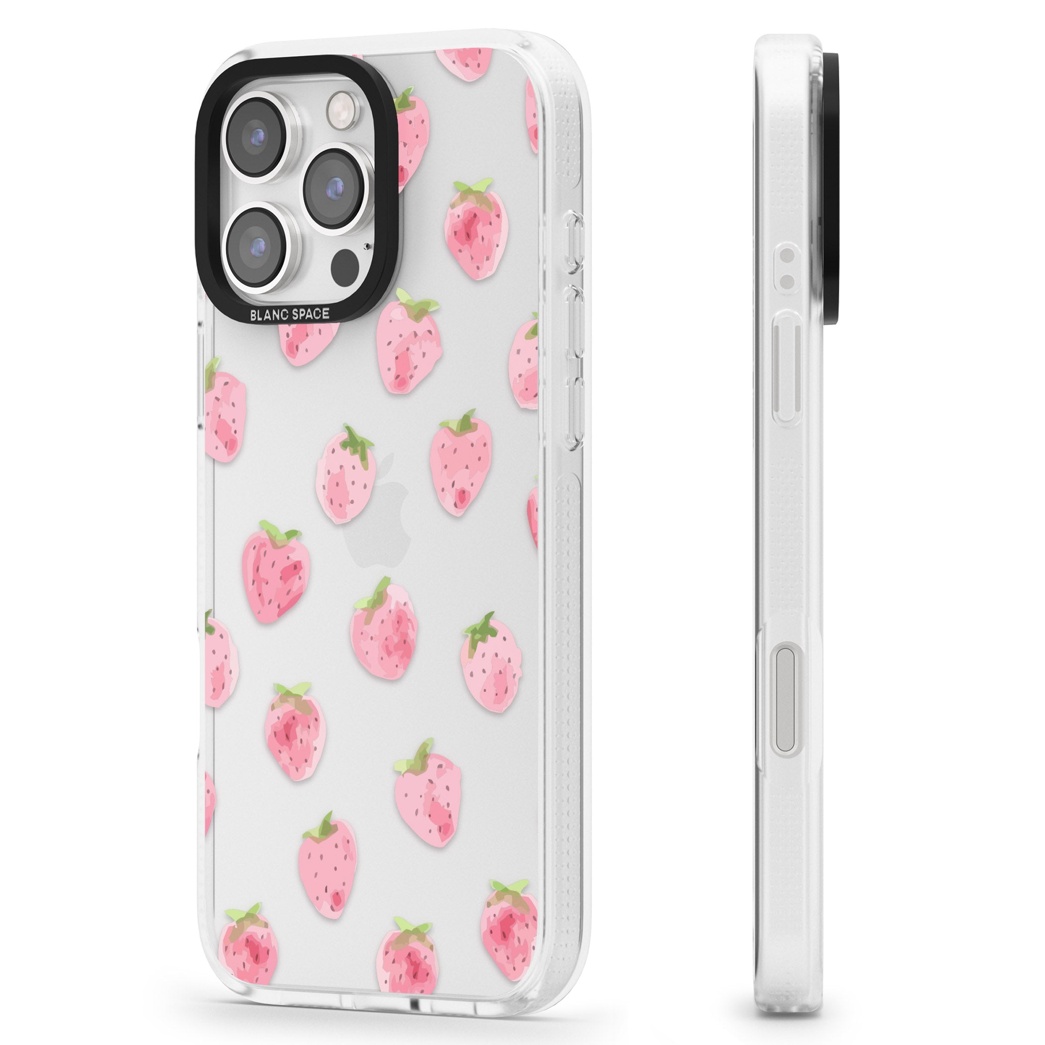 Classic Strawberry iPhone 16 Pro Max / 16 Pro Clear Case Impact Air - Blanc Space