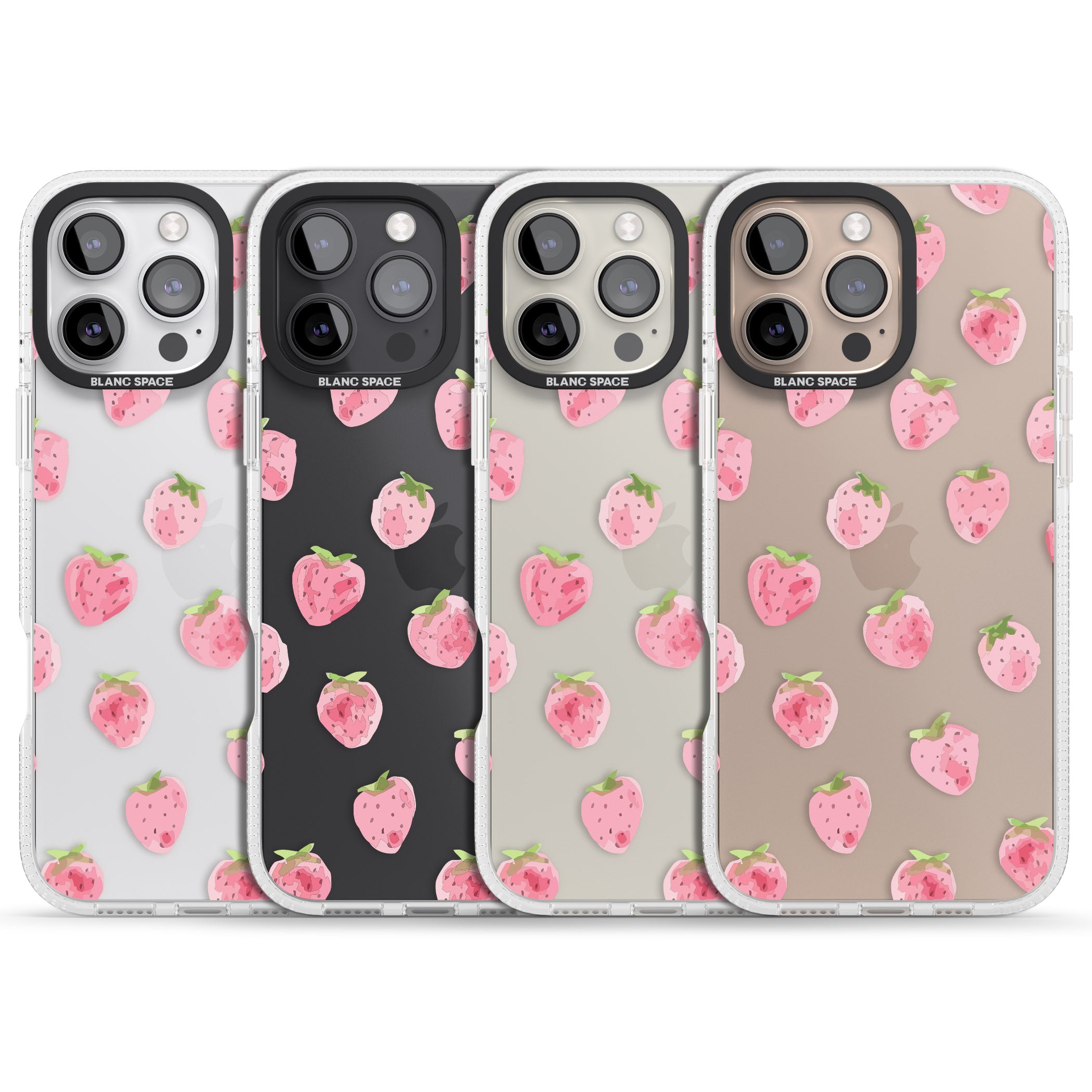 Classic Strawberry iPhone 16 Pro Max / 16 Pro Clear Case Impact Air - Blanc Space