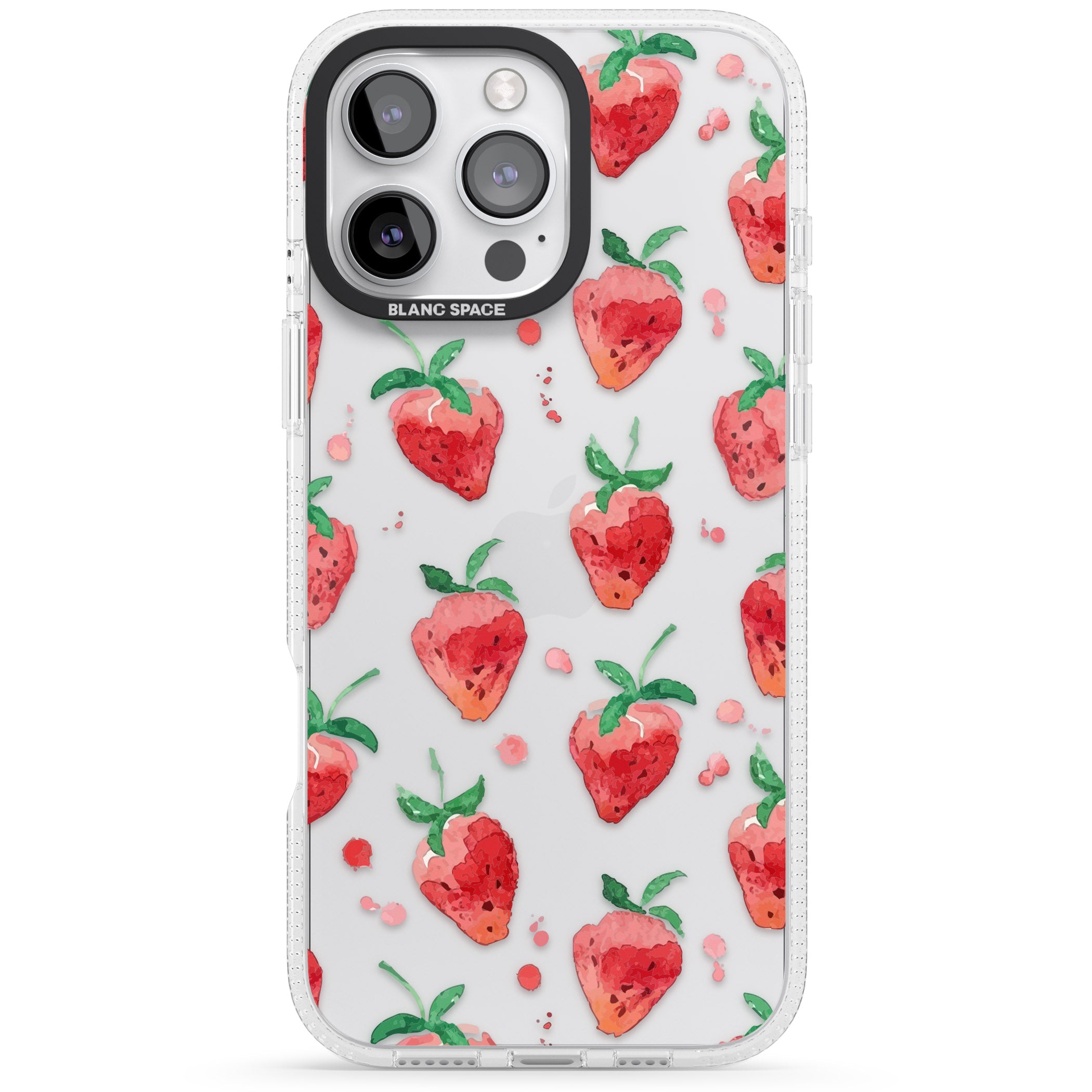Strawberry Watercolour iPhone 16 Pro Max / 16 Pro Clear Case Impact Air - Blanc Space