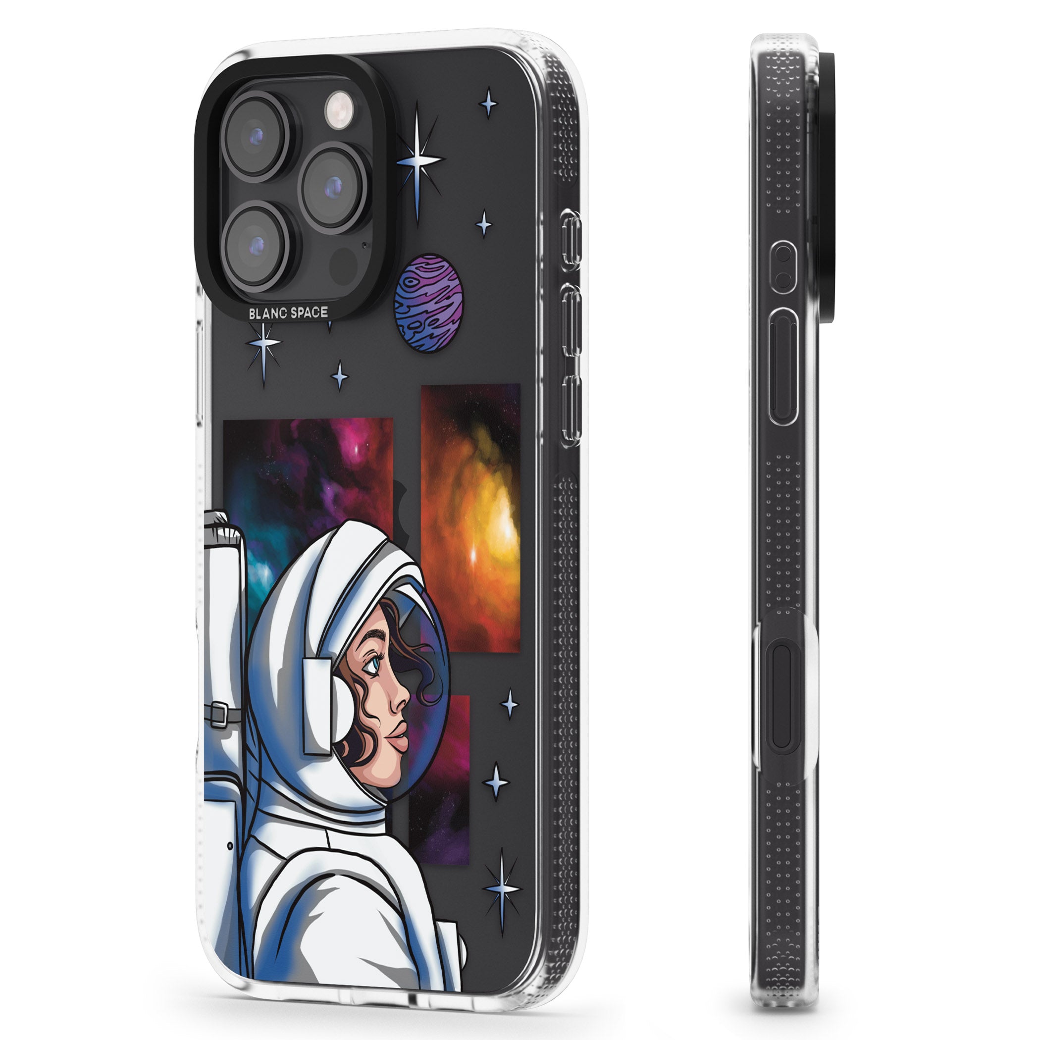 Cosmic Ambition iPhone 16 Pro Max / 16 Pro Clear Case Impact Air - Blanc Space