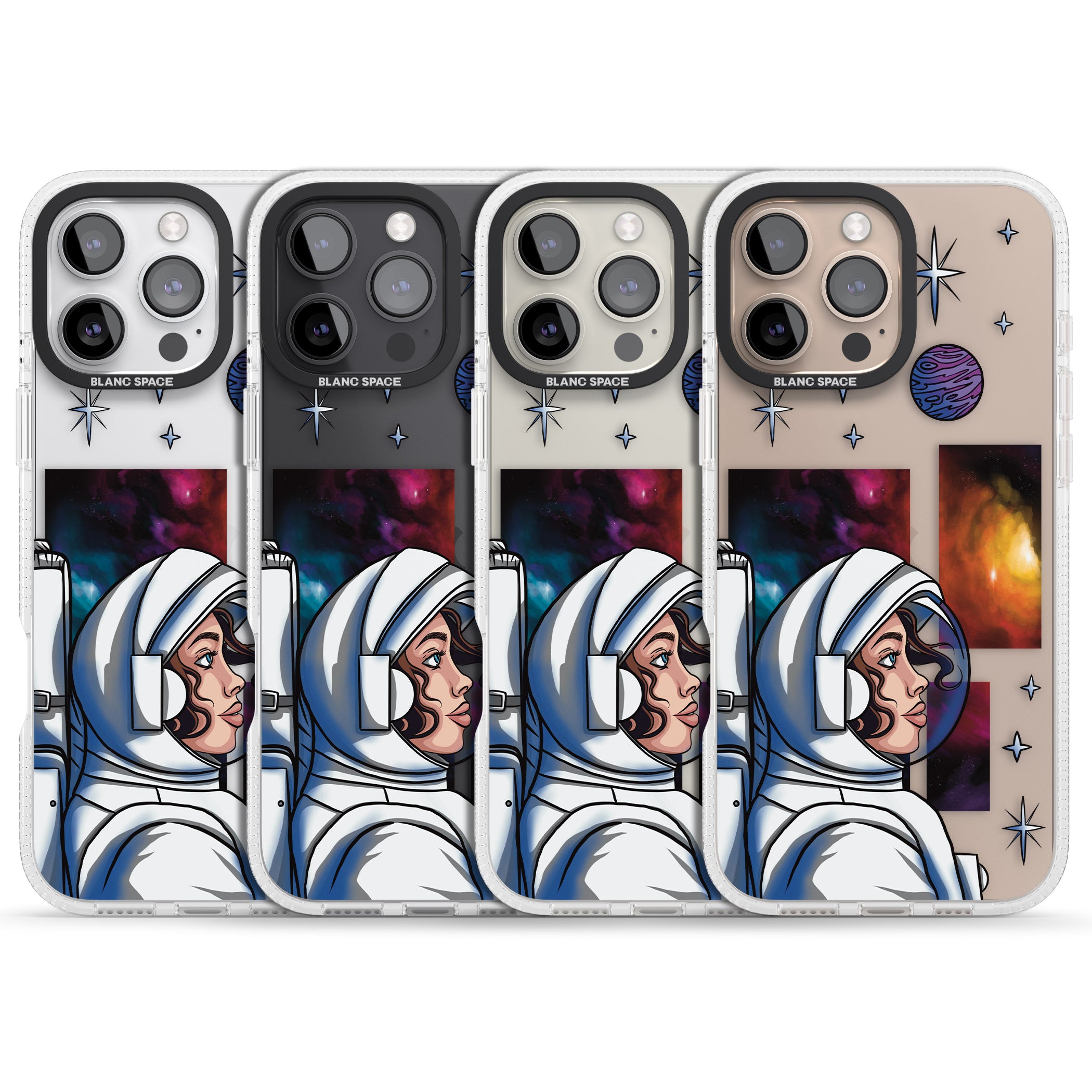Cosmic Ambition iPhone 16 Pro Max / 16 Pro Clear Case Impact Air - Blanc Space