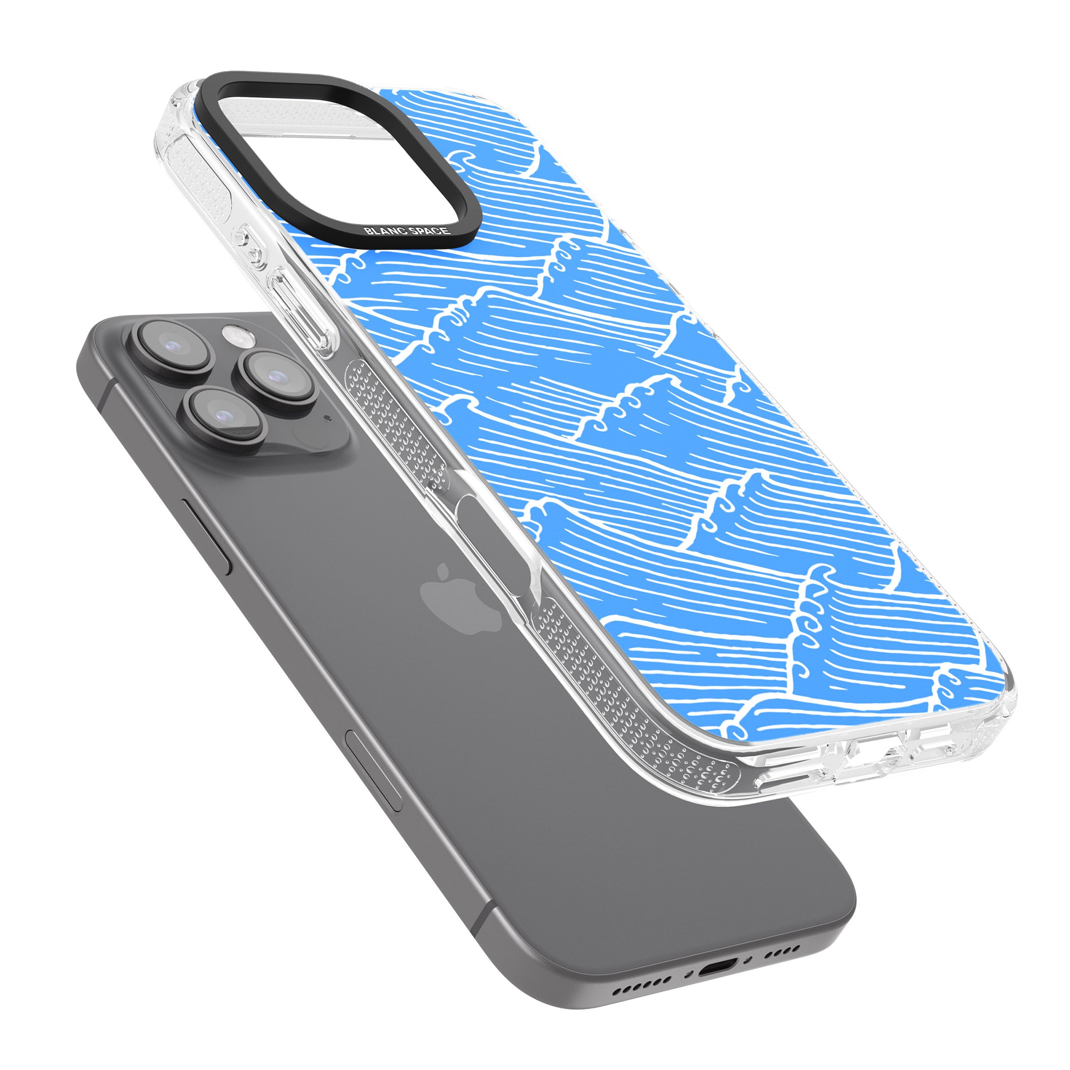 Waves Pattern iPhone 16 Pro Max / 16 Pro Clear Case Impact Air - Blanc Space