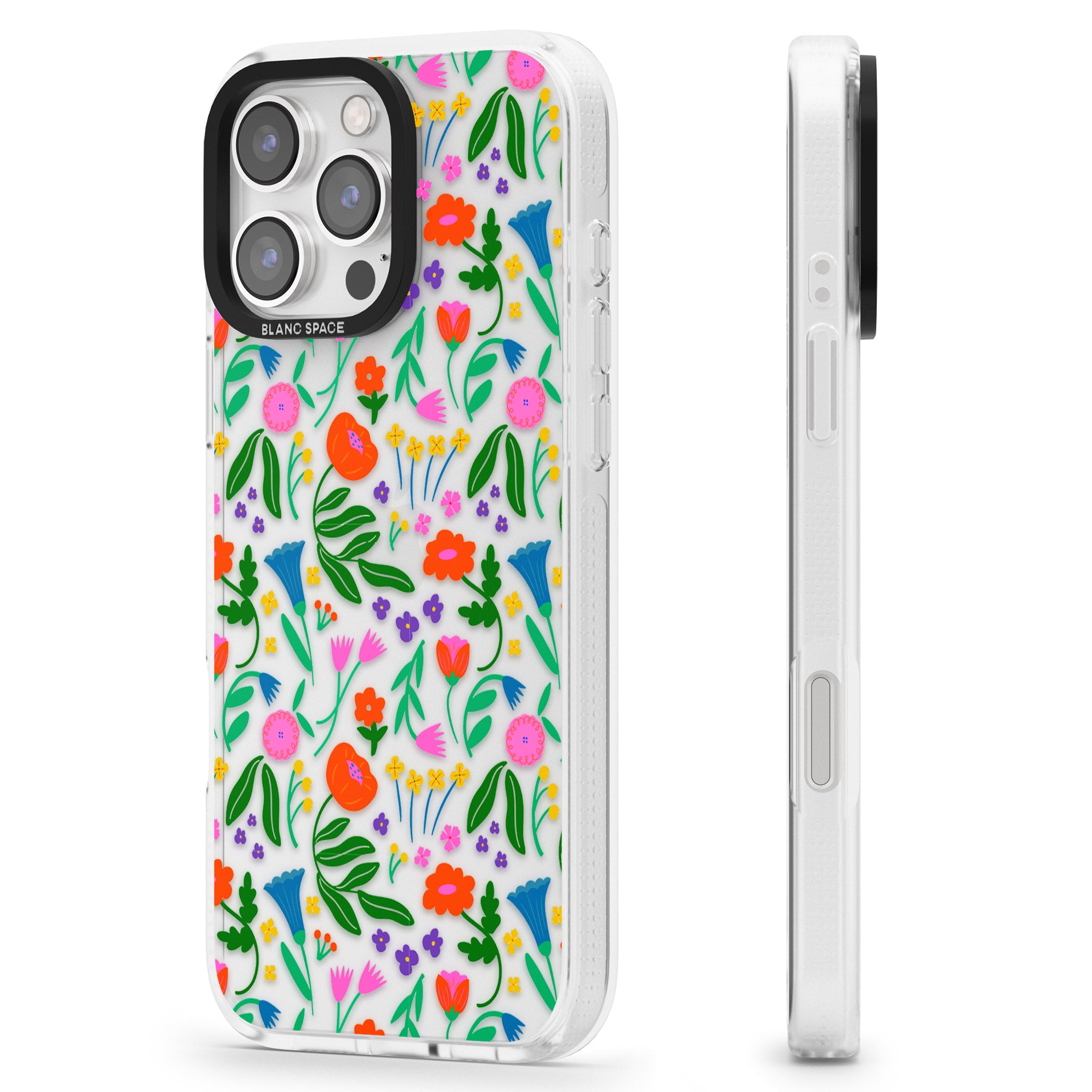 Summer Floral Fiesta iPhone 16 Pro Max / 16 Pro Clear Case Impact Air - Blanc Space