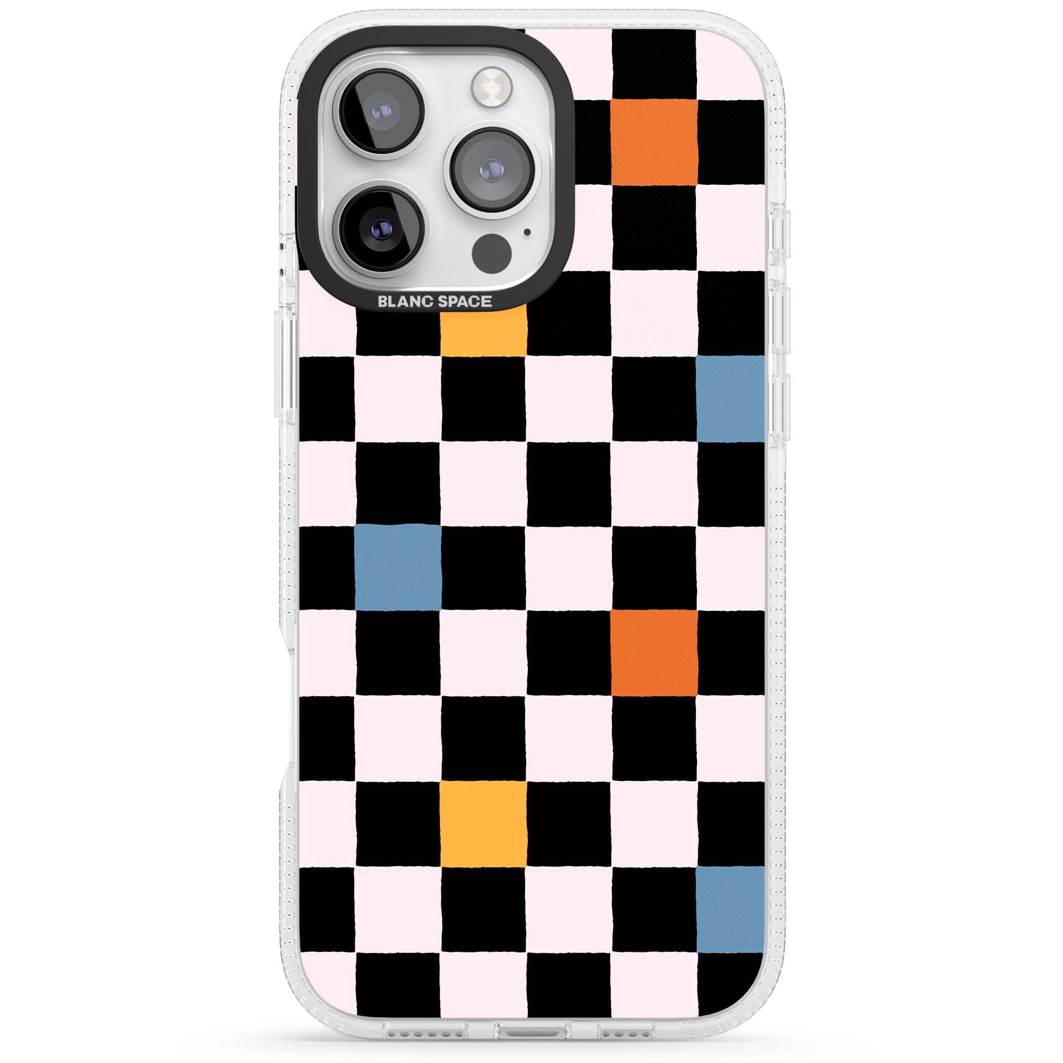 Vibrant Retro Checkered iPhone 16 Pro Max / 16 Pro Clear Case Impact Air - Blanc Space