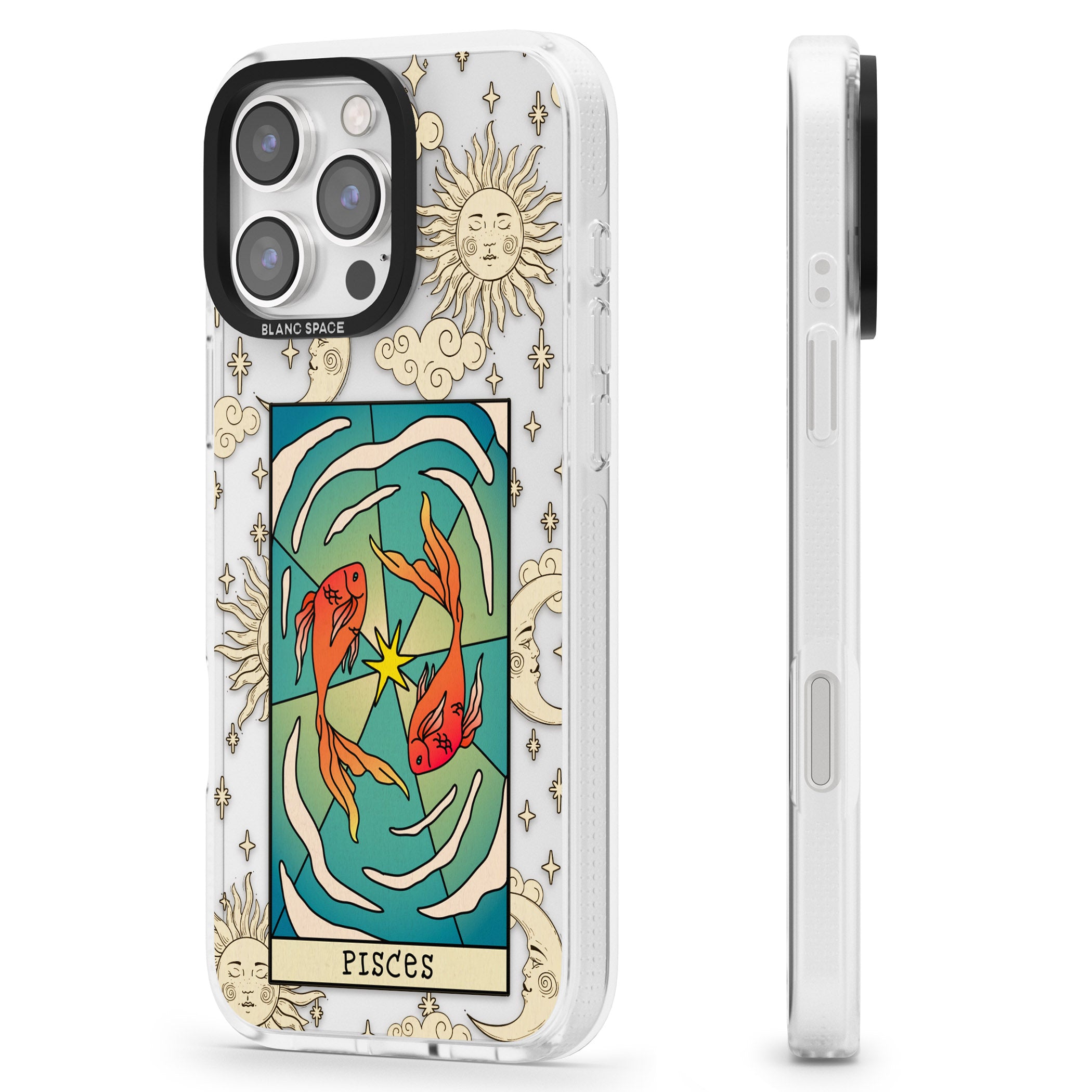 Celestial Zodiac - Pisces iPhone 16 Pro Max / 16 Pro Clear Case Impact Air - Blanc Space