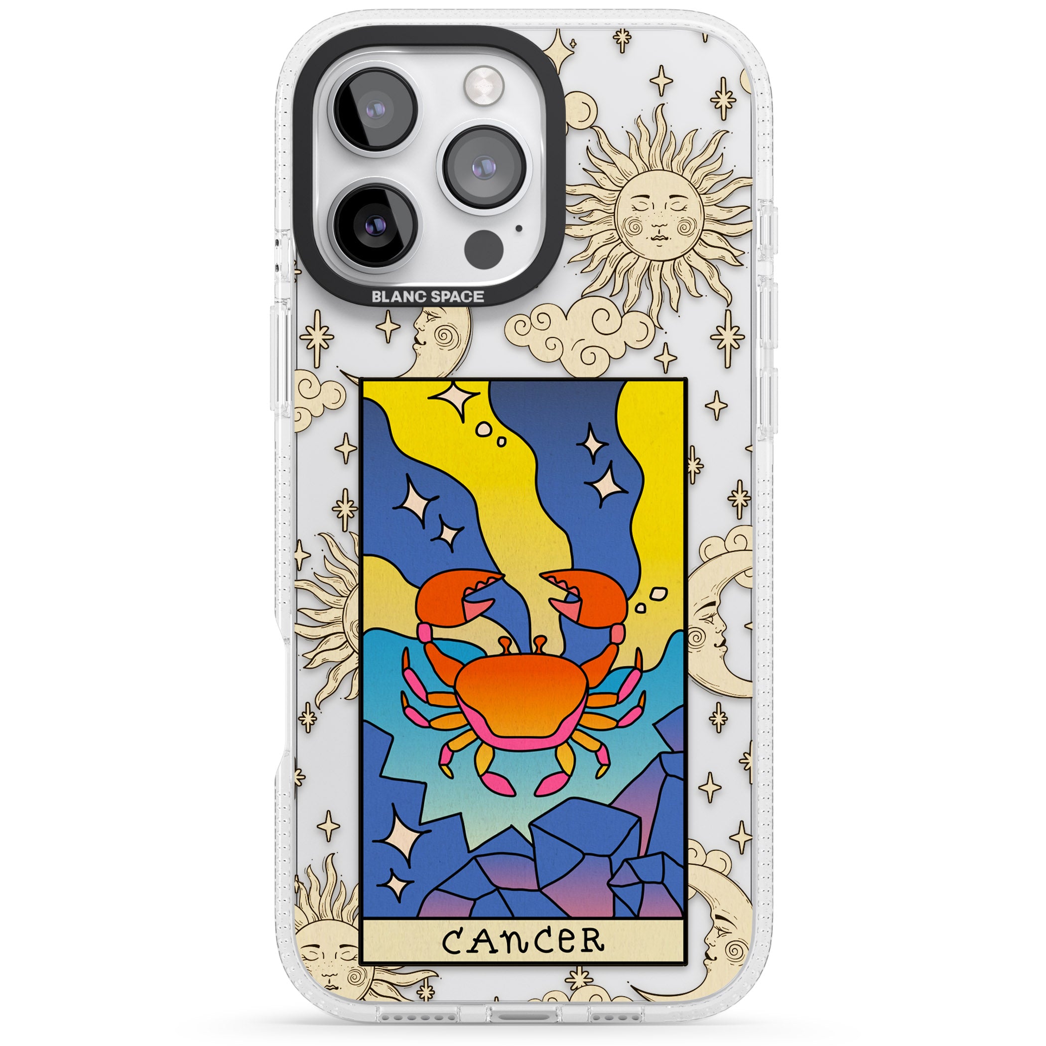 Celestial Zodiac - Cancer iPhone 16 Pro Max / 16 Pro Clear Case Impact Air - Blanc Space
