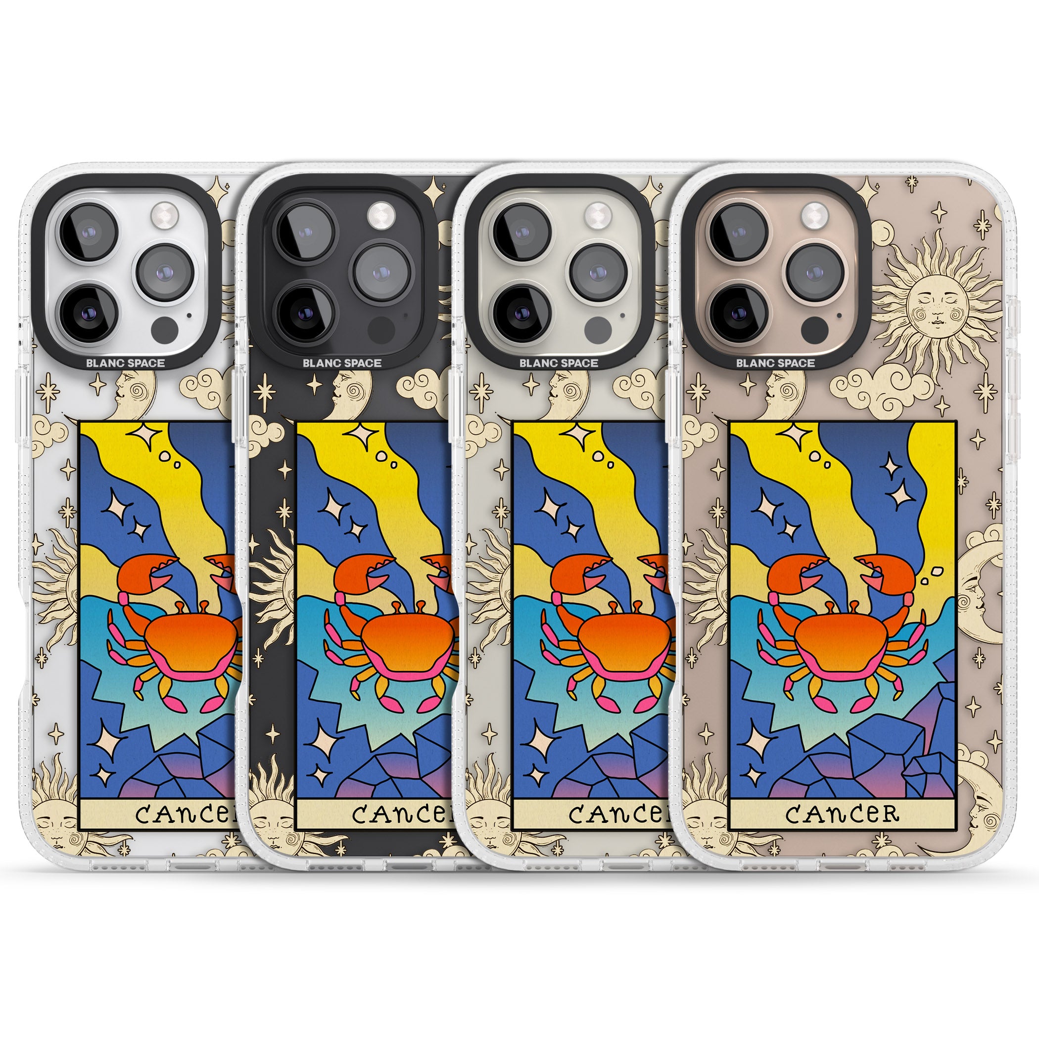 Celestial Zodiac - Cancer iPhone 16 Pro Max / 16 Pro Clear Case Impact Air - Blanc Space