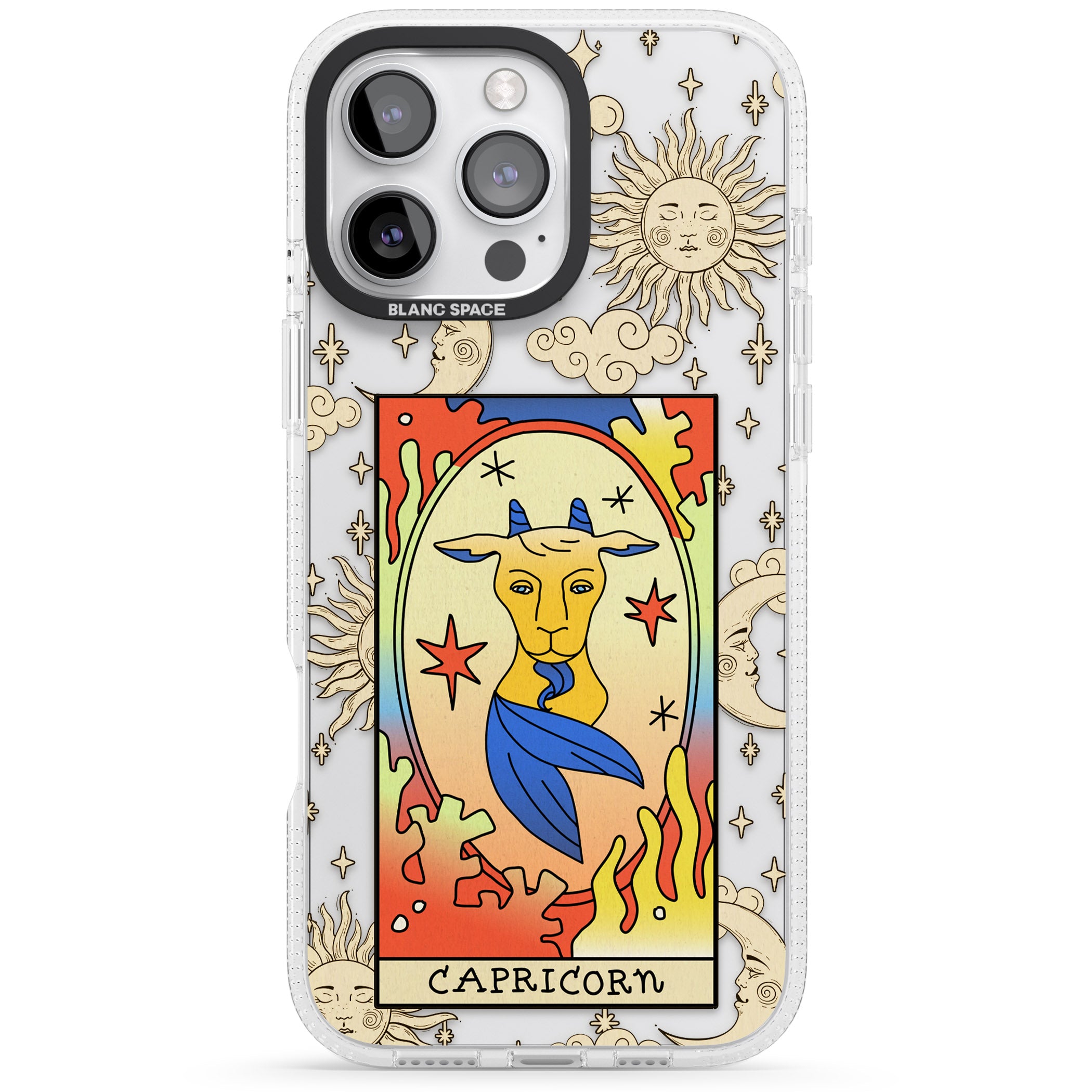 Celestial Zodiac - Capricorn iPhone 16 Pro Max / 16 Pro Clear Case Impact Air - Blanc Space