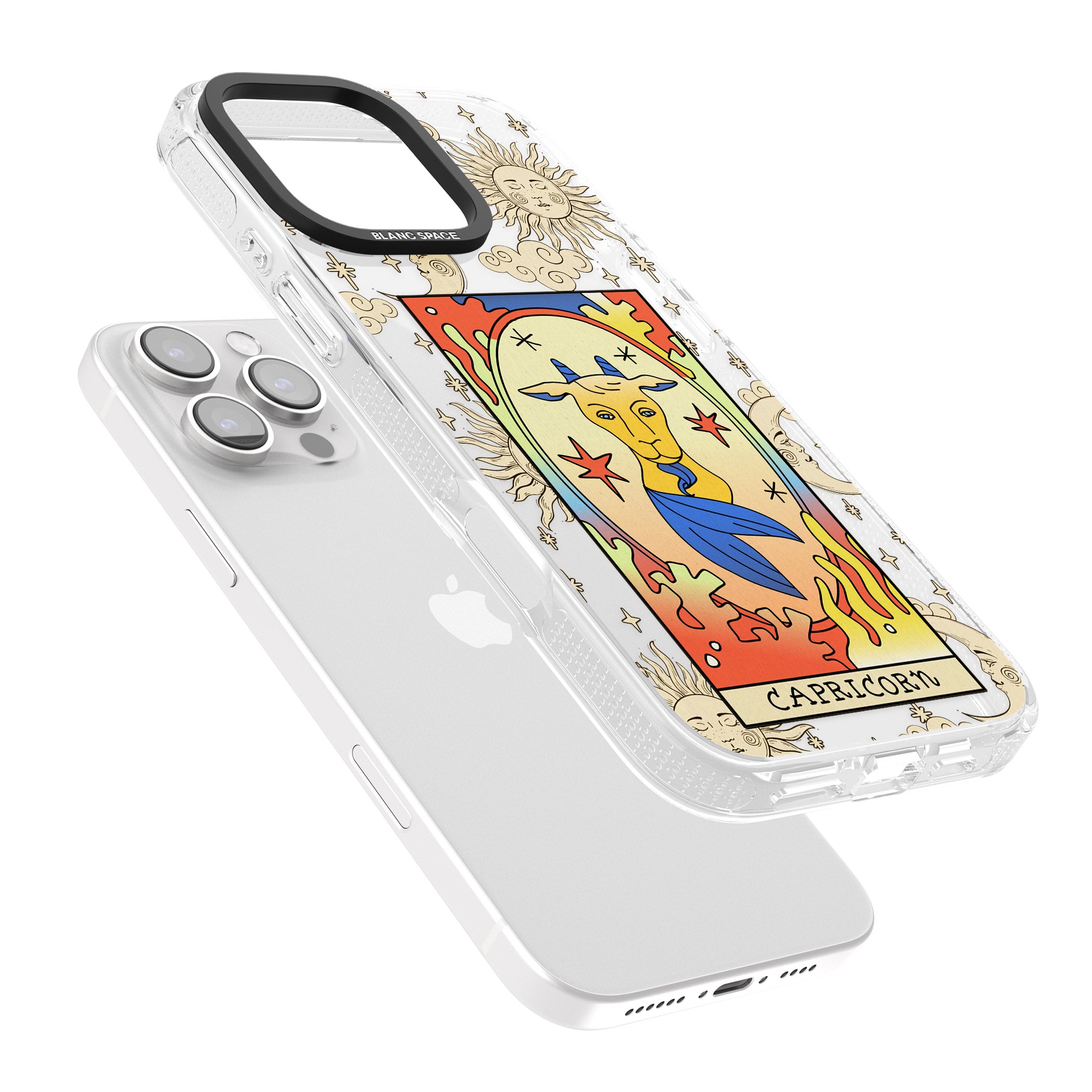 Celestial Zodiac - Capricorn iPhone 16 Pro Max / 16 Pro Clear Case Impact Air - Blanc Space