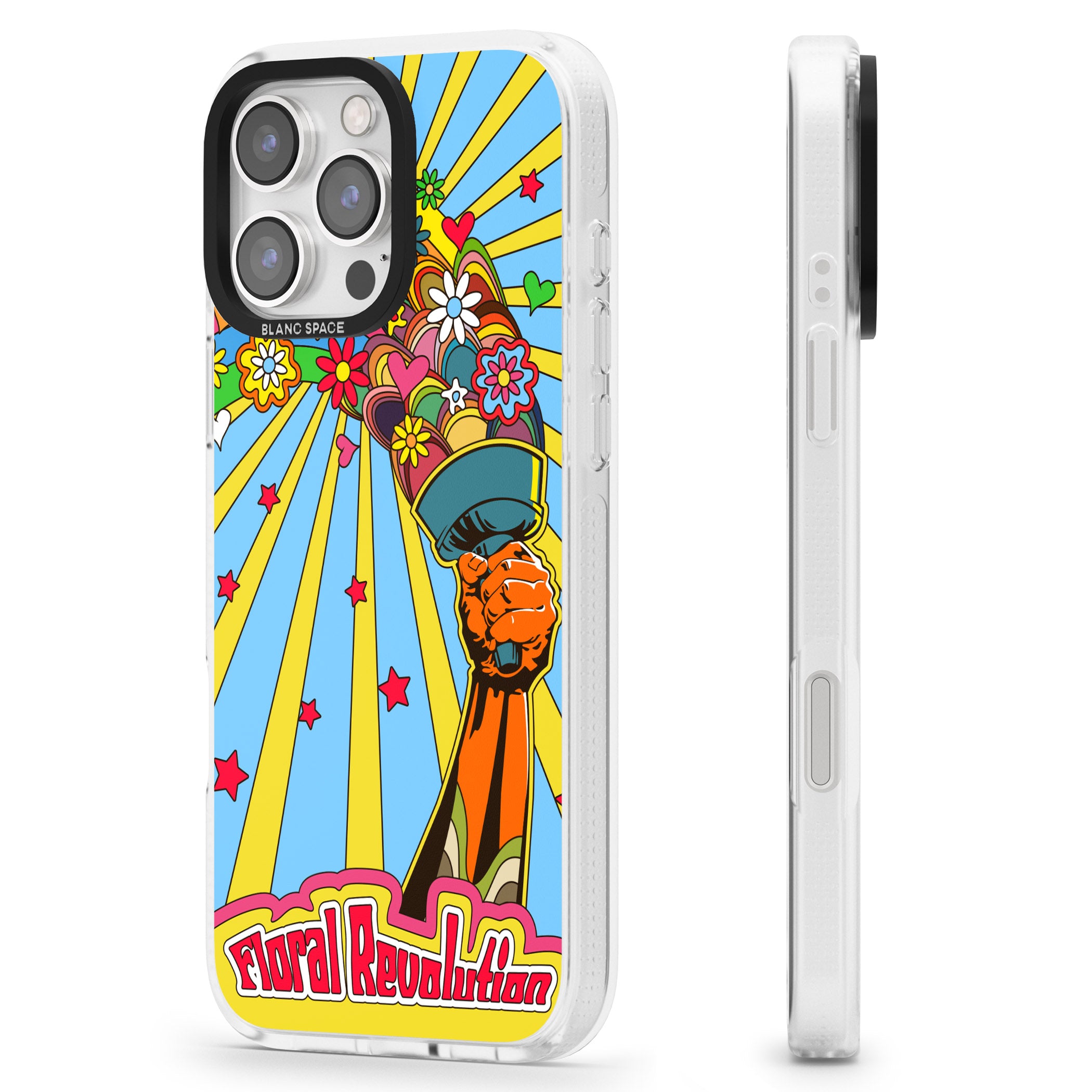 Floral Revolution iPhone 16 Pro Max / 16 Pro Clear Case Impact Air - Blanc Space