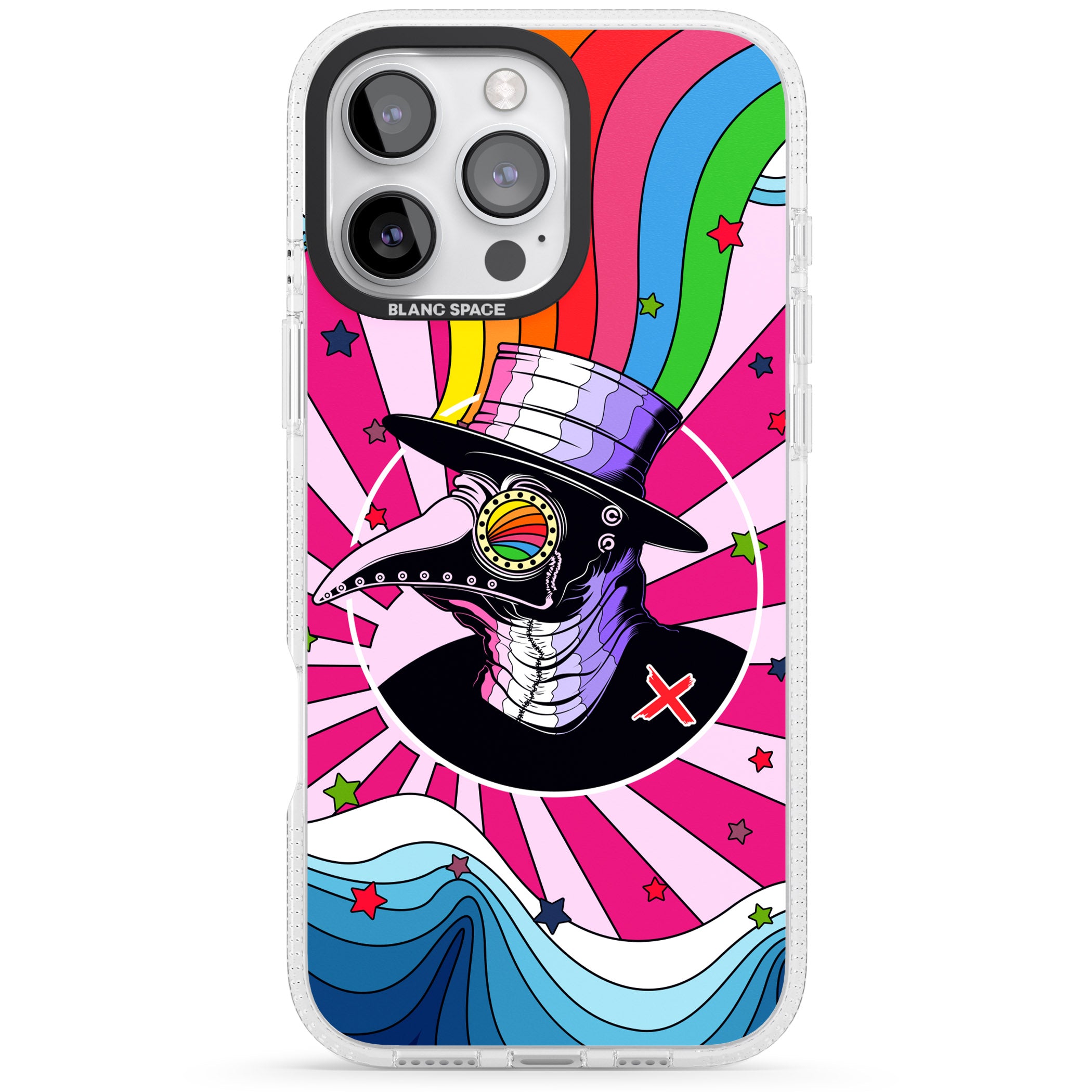 Plague Doctor Passion iPhone 16 Pro Max / 16 Pro Clear Case Impact Air - Blanc Space