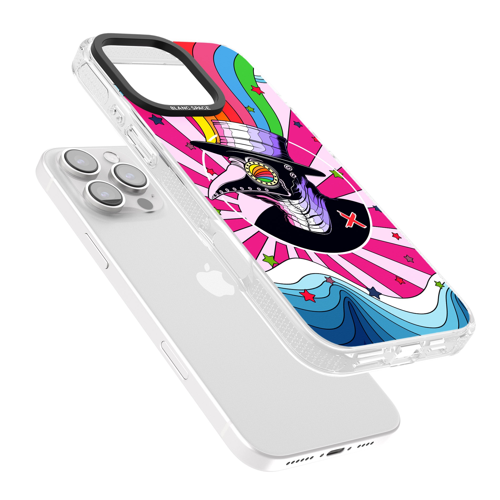 Plague Doctor Passion iPhone 16 Pro Max / 16 Pro Clear Case Impact Air - Blanc Space