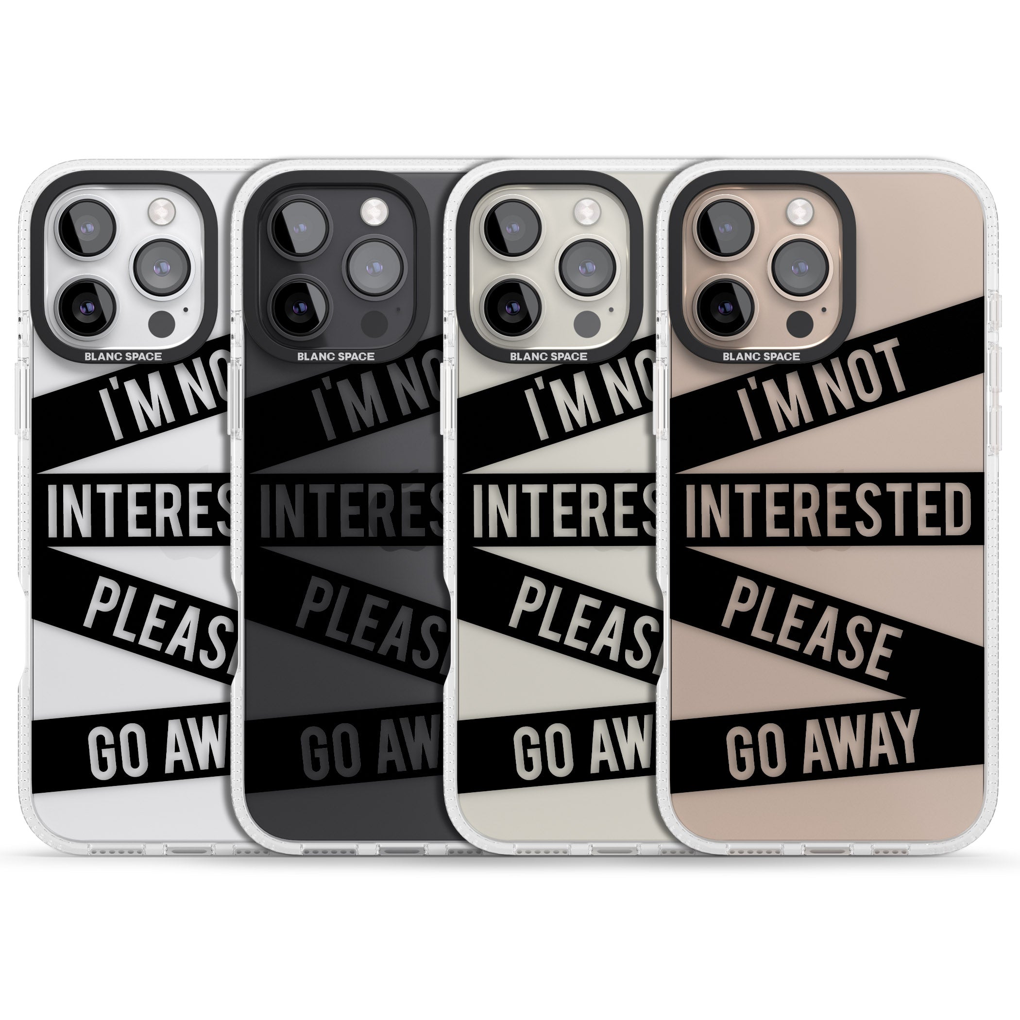 Black Stripes I'm Not Interested iPhone 16 Pro Max / 16 Pro Clear Case Impact Air - Blanc Space