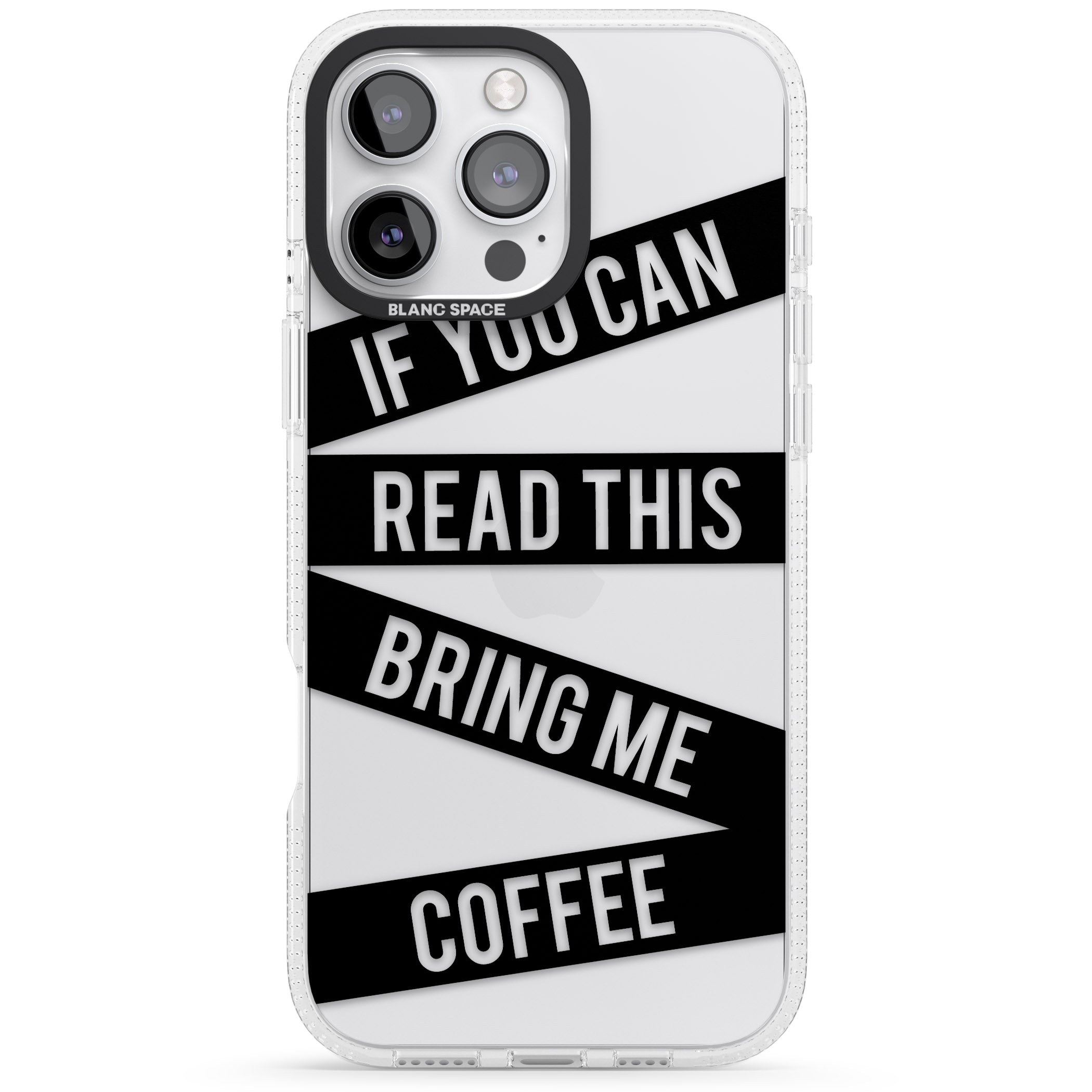 Black Stripes Bring Me Coffee iPhone 16 Pro Max / 16 Pro Clear Case Impact Air - Blanc Space