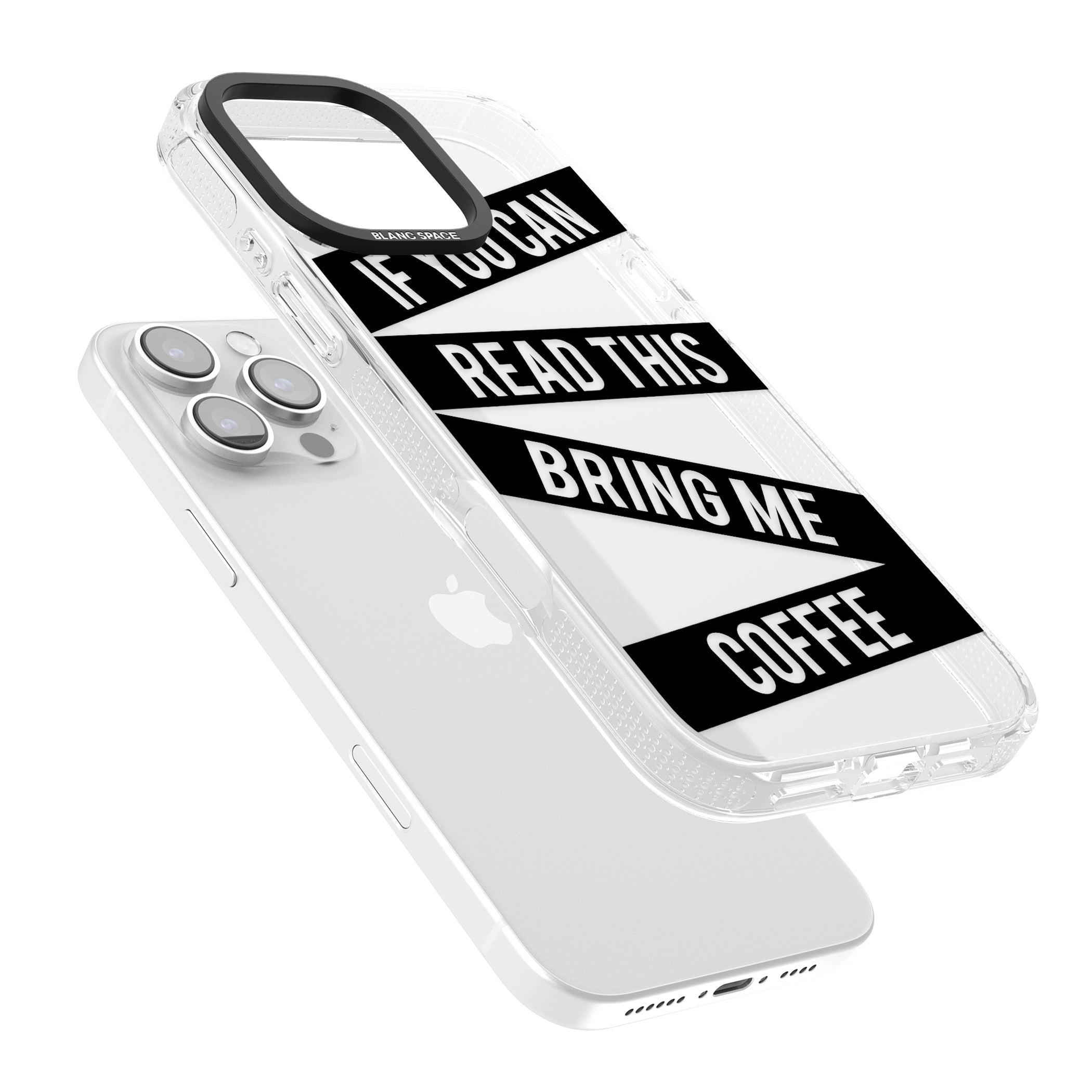 Black Stripes Bring Me Coffee iPhone 16 Pro Max / 16 Pro Clear Case Impact Air - Blanc Space