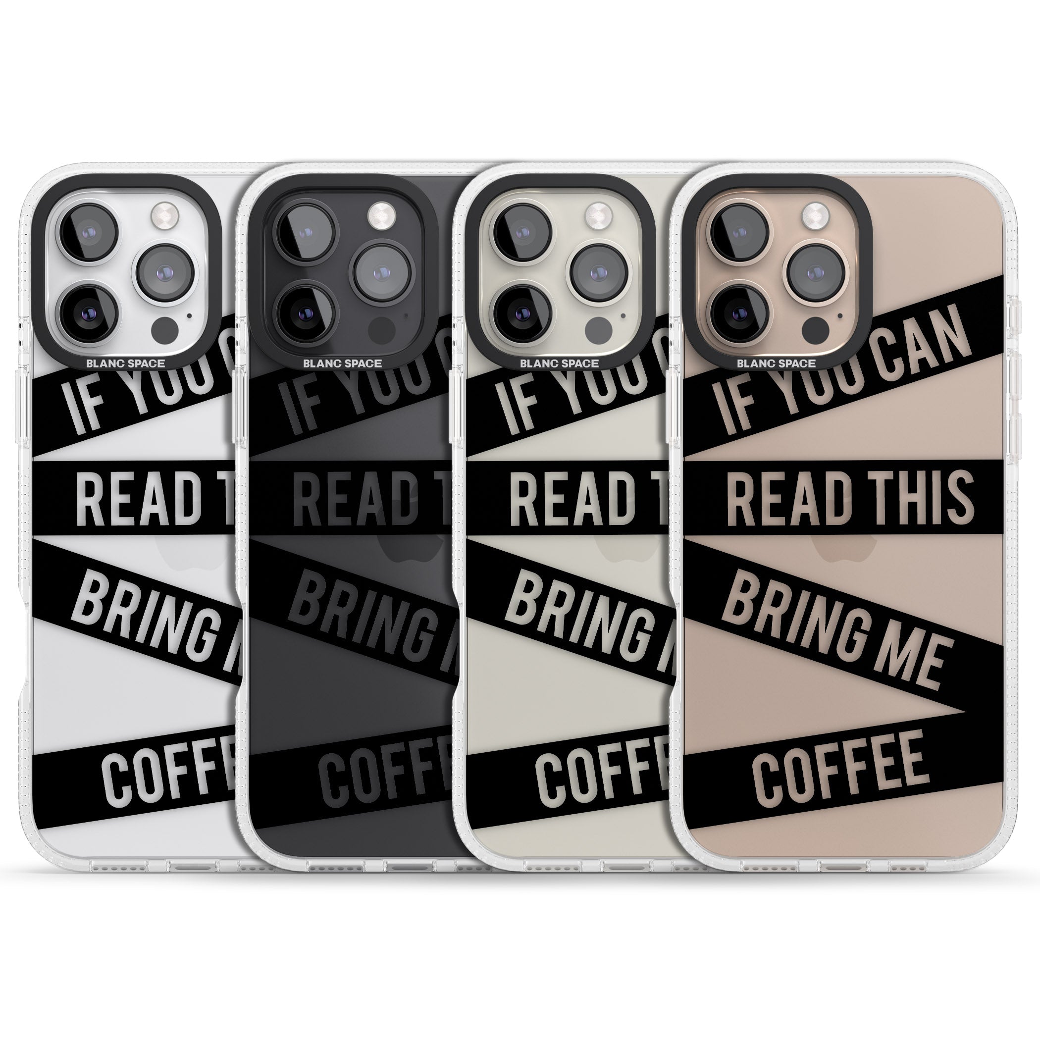 Black Stripes Bring Me Coffee iPhone 16 Pro Max / 16 Pro Clear Case Impact Air - Blanc Space
