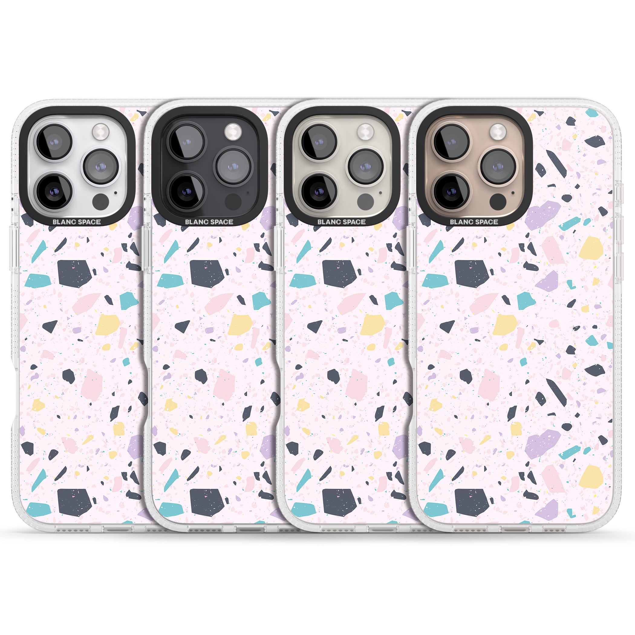 Pink, Purple & Turquoise Terrazzo Pattern iPhone 16 Pro Max / 16 Pro Clear Case Impact Air - Blanc Space