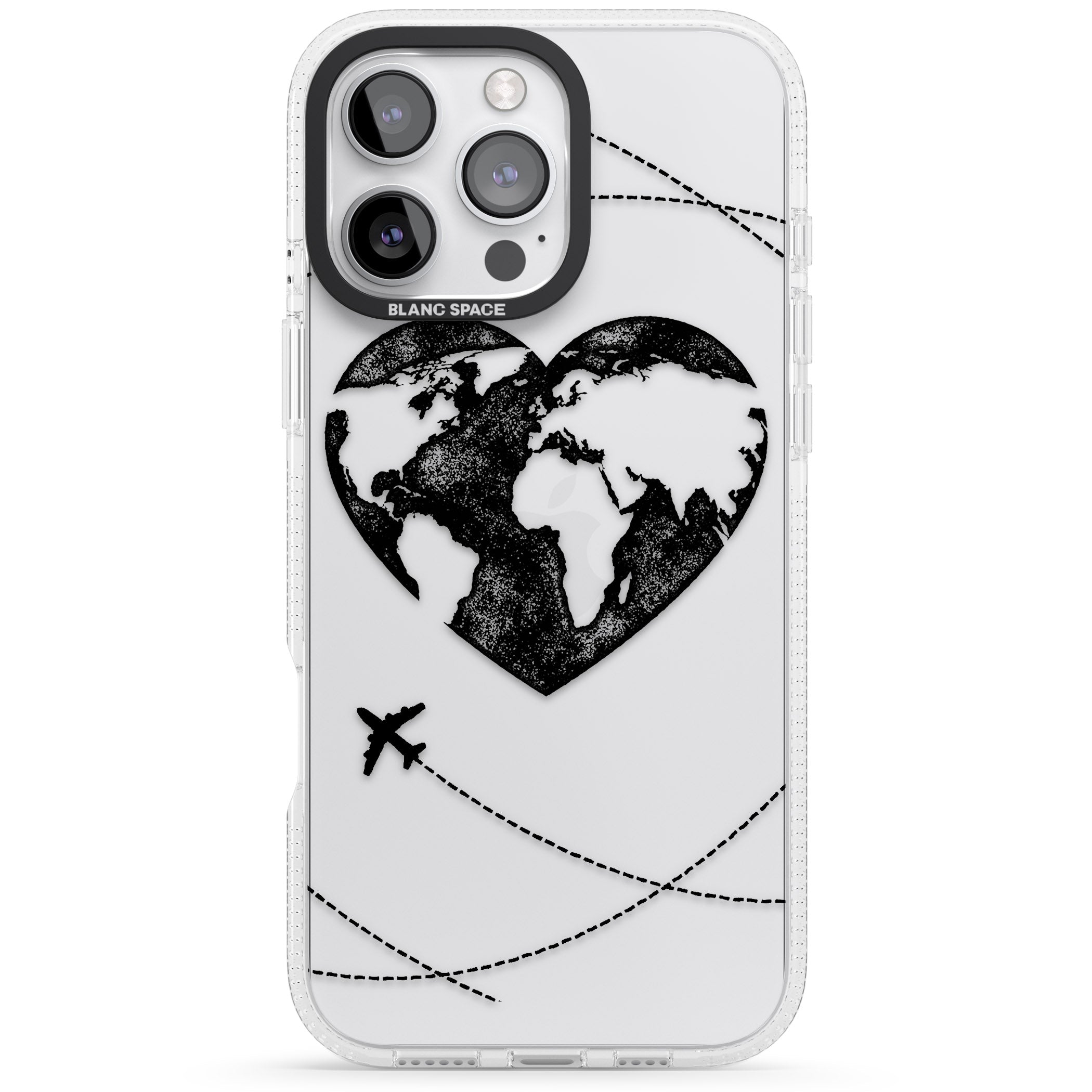 Globe Heart iPhone 16 Pro Max / 16 Pro Clear Case Impact Air - Blanc Space