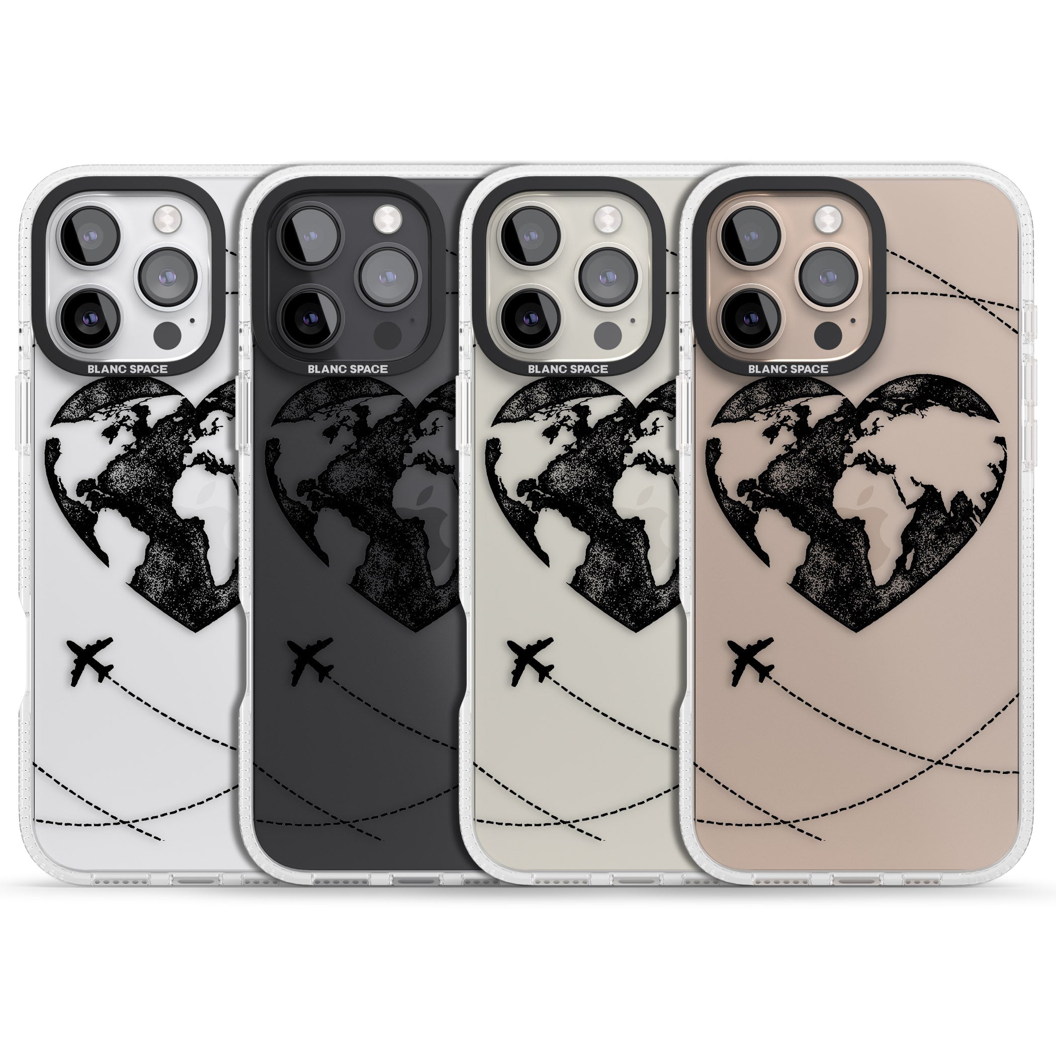Globe Heart iPhone 16 Pro Max / 16 Pro Clear Case Impact Air - Blanc Space