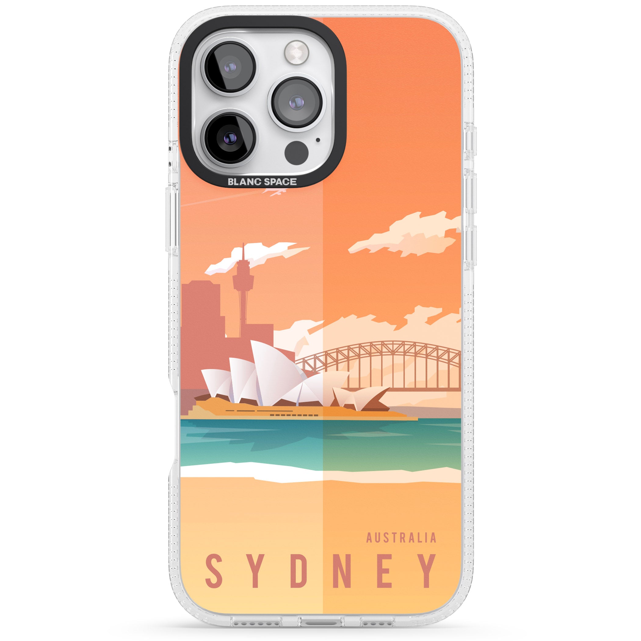 Vintage Travel Poster Sydney iPhone 16 Pro Max / 16 Pro Clear Case Impact Air - Blanc Space