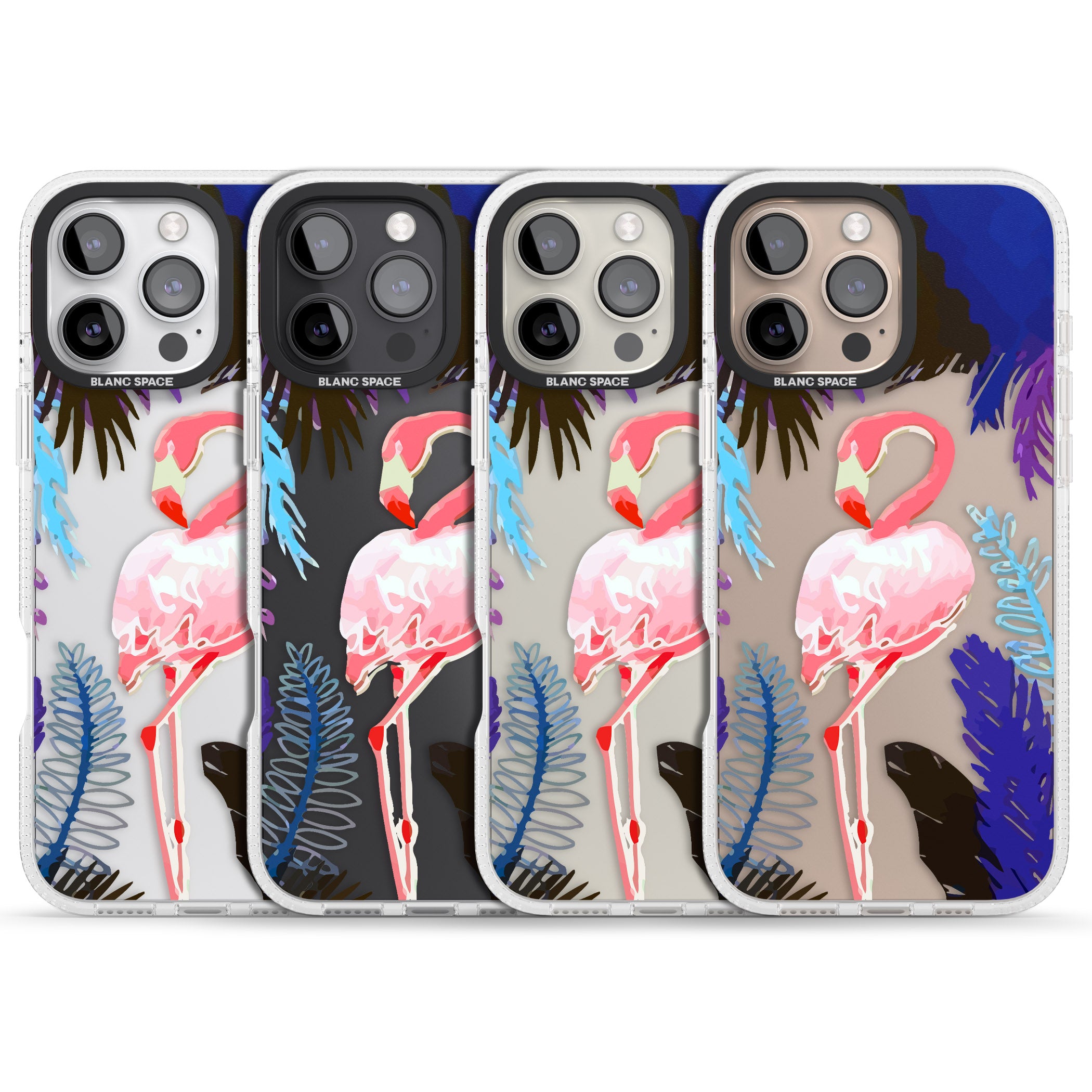Tropical Flamingo iPhone 16 Pro Max / 16 Pro Clear Case Impact Air - Blanc Space
