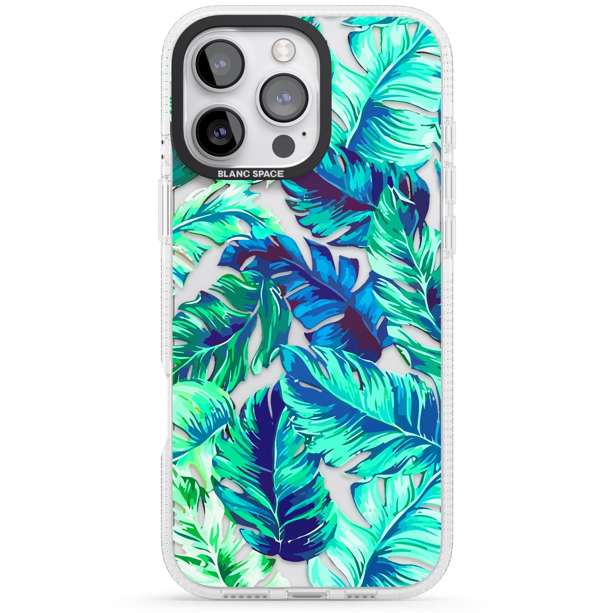 Tropical Palms iPhone 16 Pro Max / 16 Pro Clear Case Impact Air - Blanc Space
