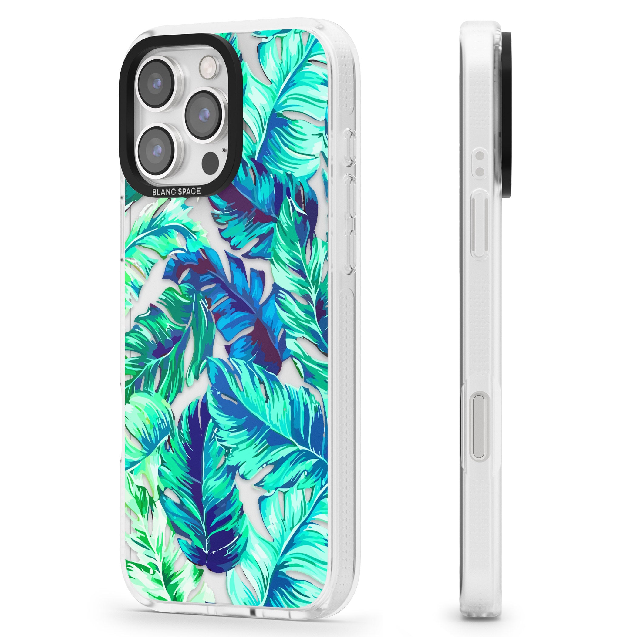 Tropical Palms iPhone 16 Pro Max / 16 Pro Clear Case Impact Air - Blanc Space
