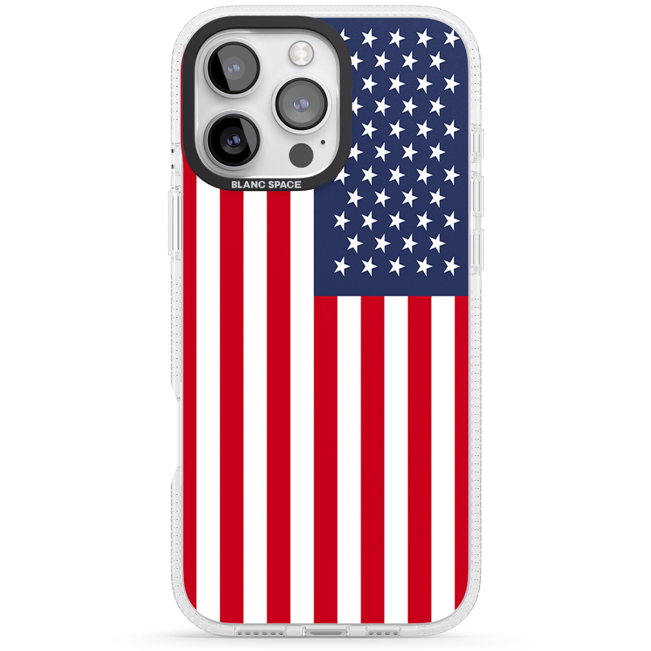 American Flag iPhone 16 Pro Max / 16 Pro Clear Case Impact Air - Blanc Space